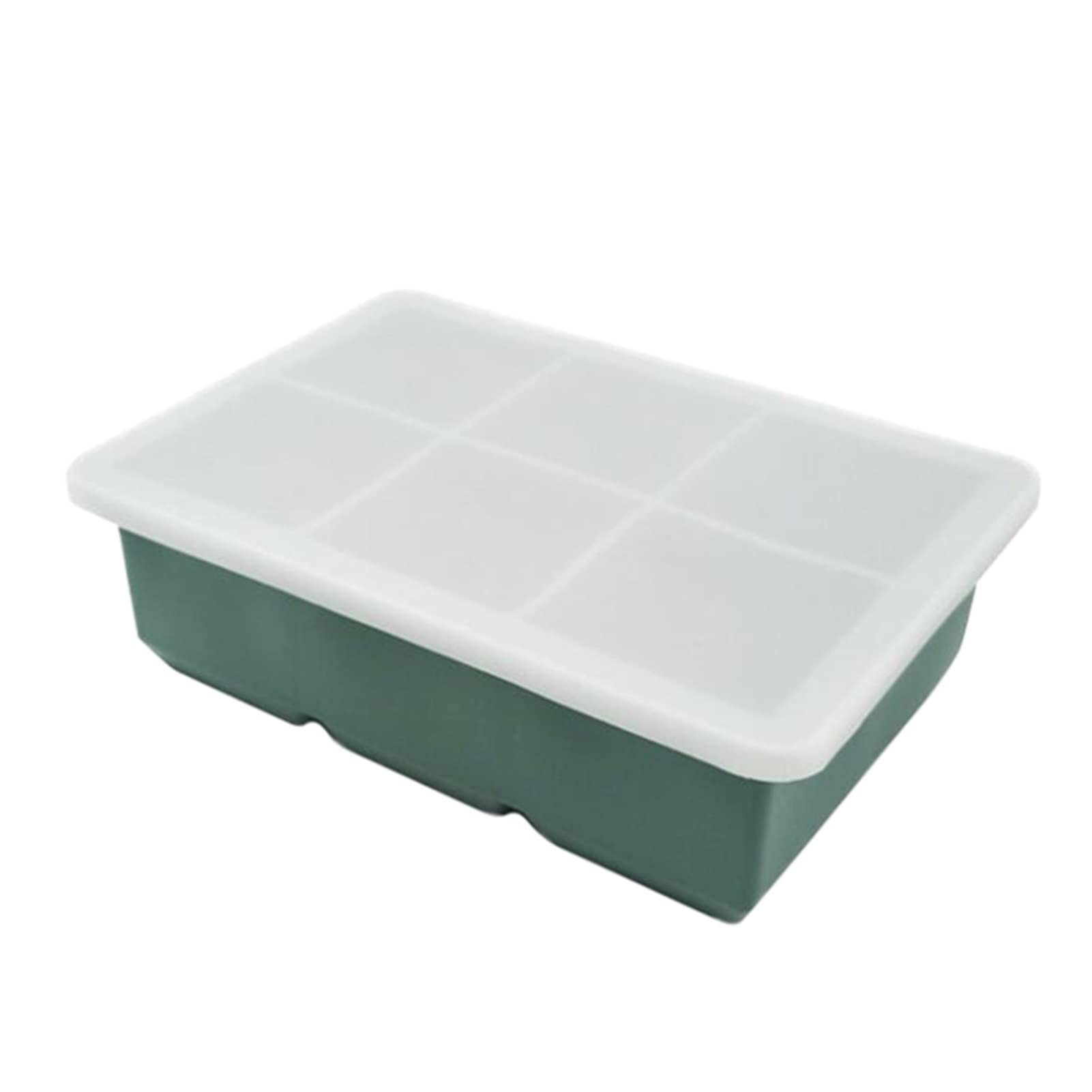 Premium Silicone 8-Cube Ice Tray with Lid - Whiskey Ice Block Mold for Cocktails (Dark Green, 16.4x11.4cm) - Perfect for Bourbon, Scotch & Home Bar Use