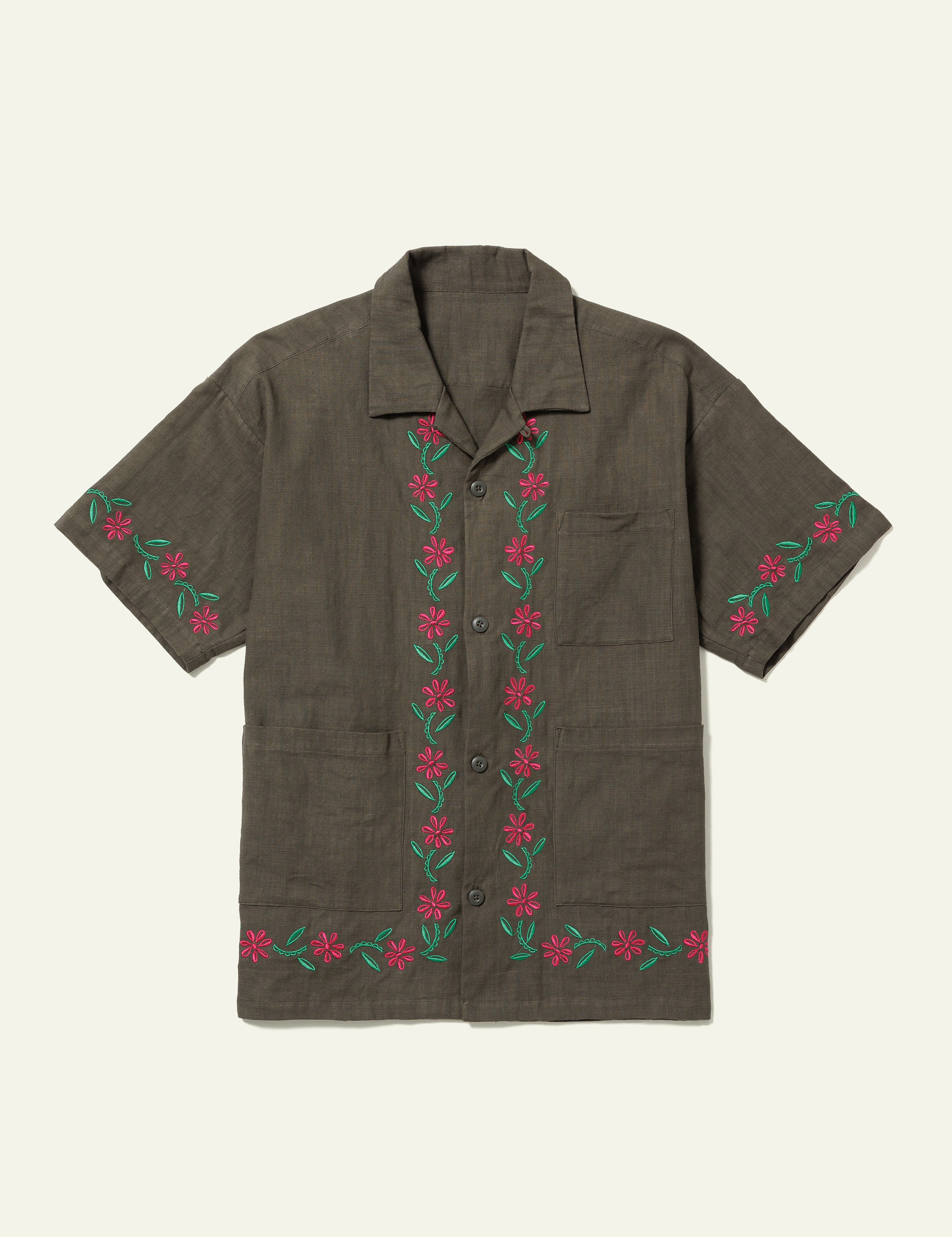 Embroidered Short Sleeve Casual Shirt for Men - Comfortable Cotton Summer Top | PH03 SH009 | Perfect for Outdoor Activities, Travel & Daily Wear