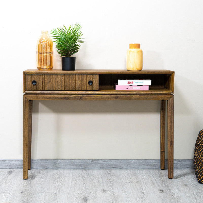 Modern Borgergade 43.5 Sofa Table - Solid Wood Chestnut Finish - Perfect for Living Room, Entryway, or Behind Couch Decor