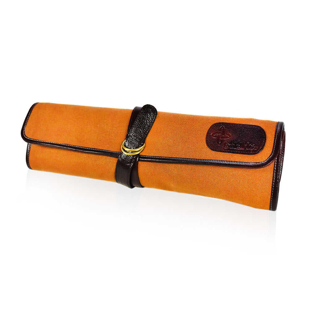 Boldric 7-Pocket Canvas Hook & Tie Knife Bag - Durable Orange Tool Organizer for Fishing, Hunting, and Outdoor Adventures