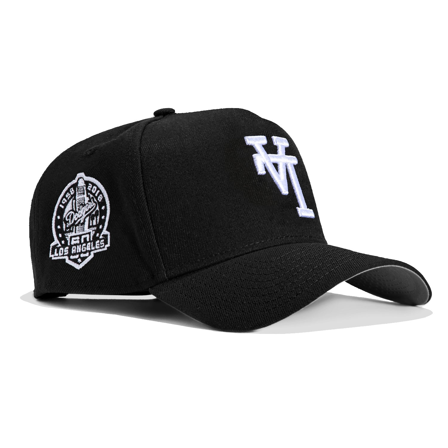 New Era 9Forty A-Frame Los Angeles Dodgers 60th Anniversary Patch Snapback Upside Down Baseball Cap - Black & White Adjustable Hat for Men & Women - Perfect for Baseball Games, Sports Events & Streetwear Fashion