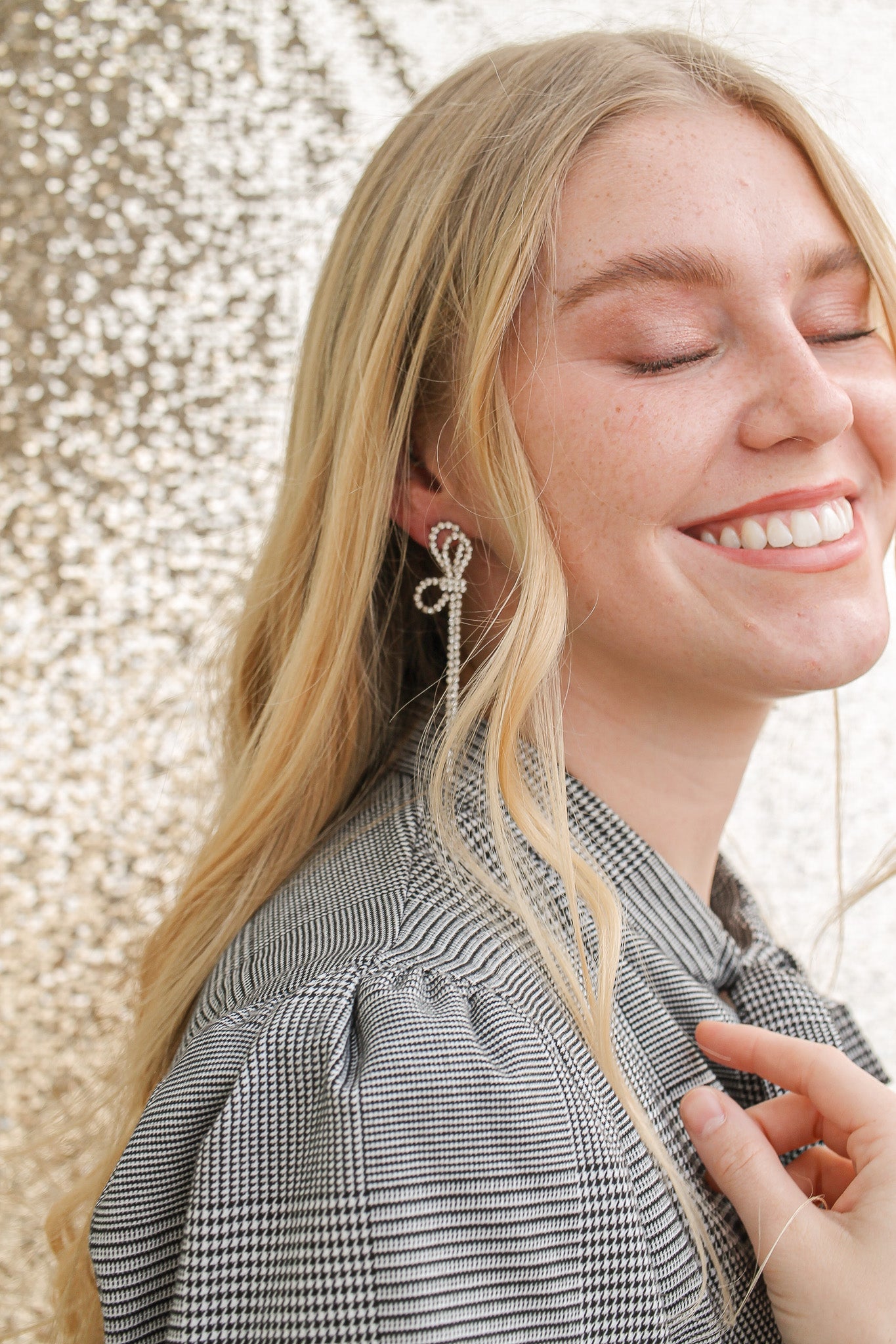 Ava Dangle Earrings in Silver Rhinestones - Elegant Party Jewelry for Women, Perfect for Weddings, Date Nights and Special Occasions