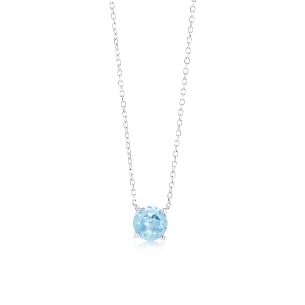 0.9 Carat Blue Topaz Pendant Necklace with 45cm Sterling Silver Chain - Elegant Jewelry Gift for Women, Perfect for Weddings, Anniversaries & Special Occasions