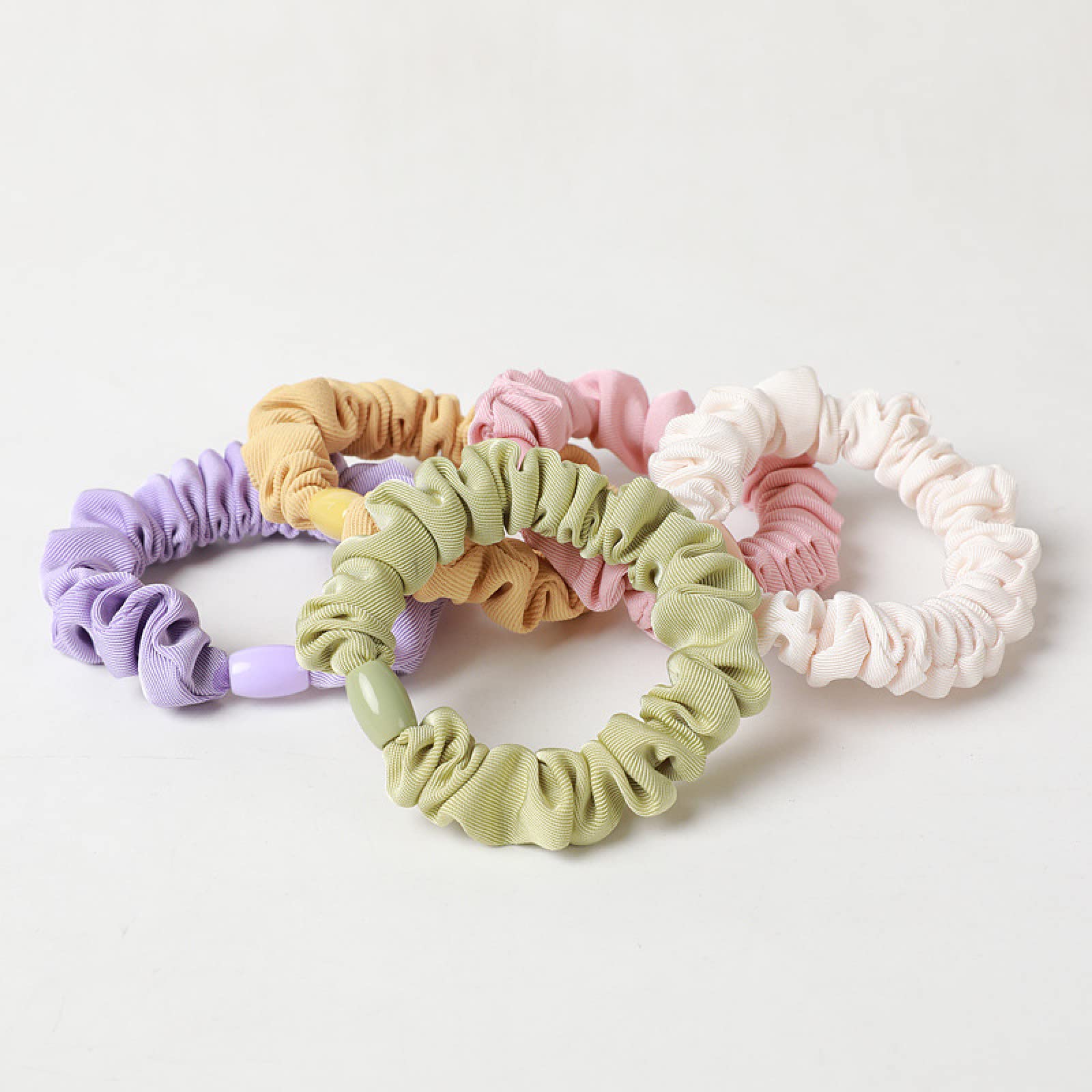 Satin Hair Scrunchies 5Pcs - Soft Fabric Hair Ties for Women & Girls, Perfect for Daily Use & Styling