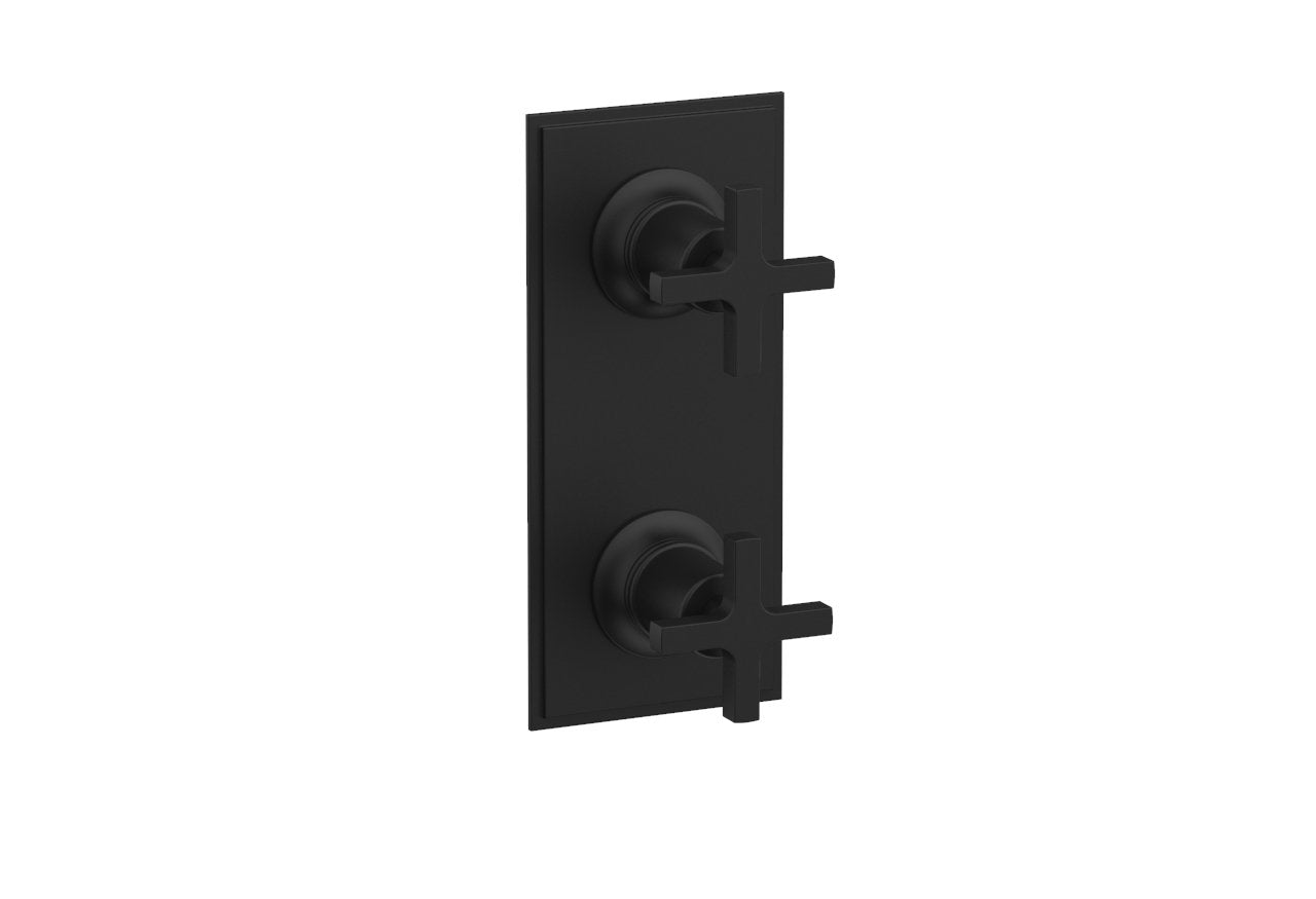 HEX MODERN Cross Handle Pair Trim Set for Thermostatic Shower Control with Volume Control or Diverter - Perfect for Bathroom Renovation and Luxury Home Upgrade