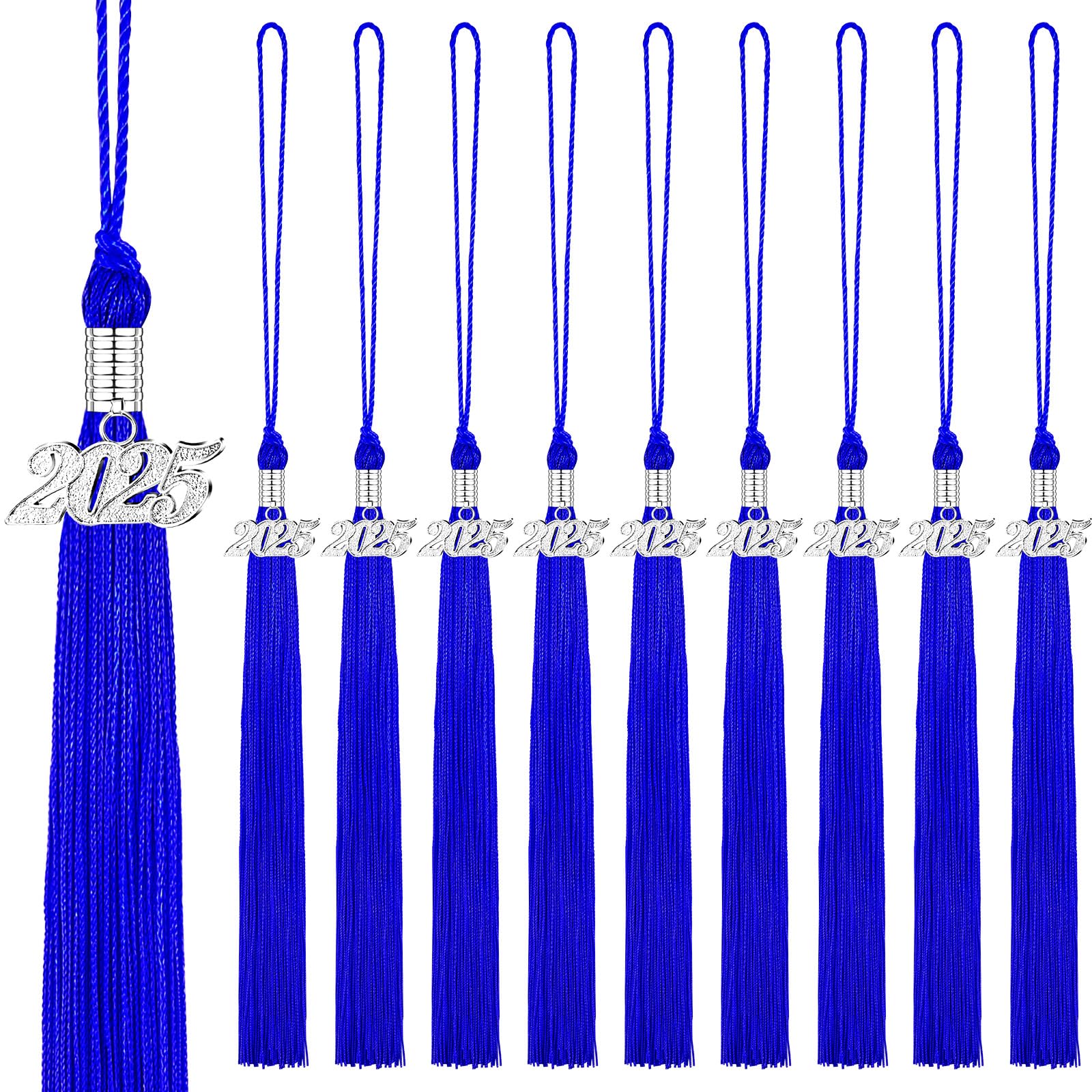 2025 Graduation Tassels - 10 Pack Royal Blue Cap Tassels with 2025 Charms for Graduation Caps | Perfect for High School & College Graduation Ceremonies, Graduation Parties and Photo Props