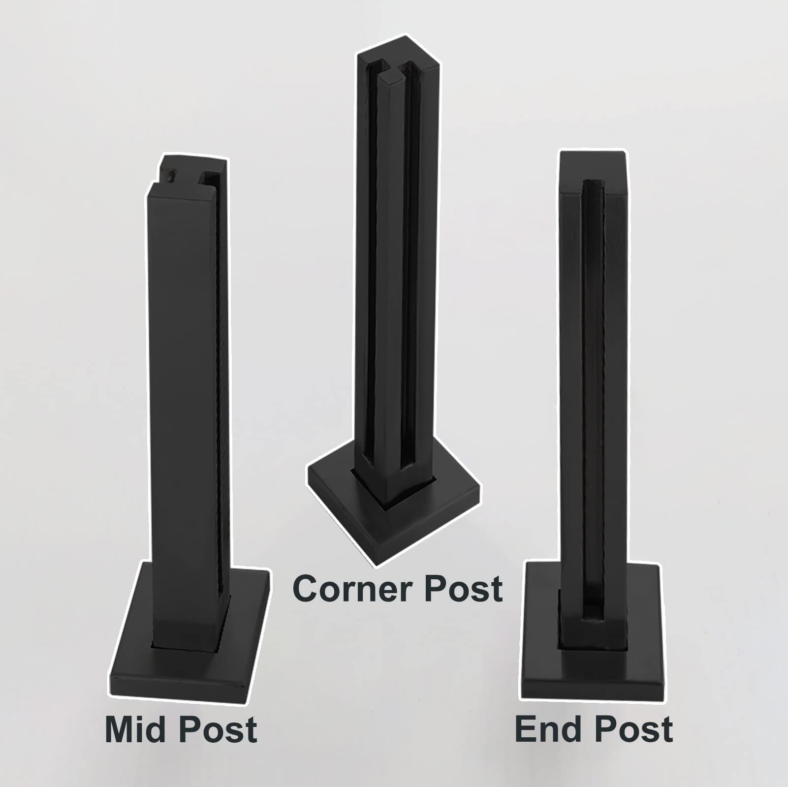 Heavy Duty Black Square Glass Railing Posts with Screws - MBROS Balcony Deck Stair Glass Balustrade Post for Patio, Loft, Platform & Garden - Perfect for Modern Outdoor Railings, Staircase Safety & Decorative Balcony Fencing