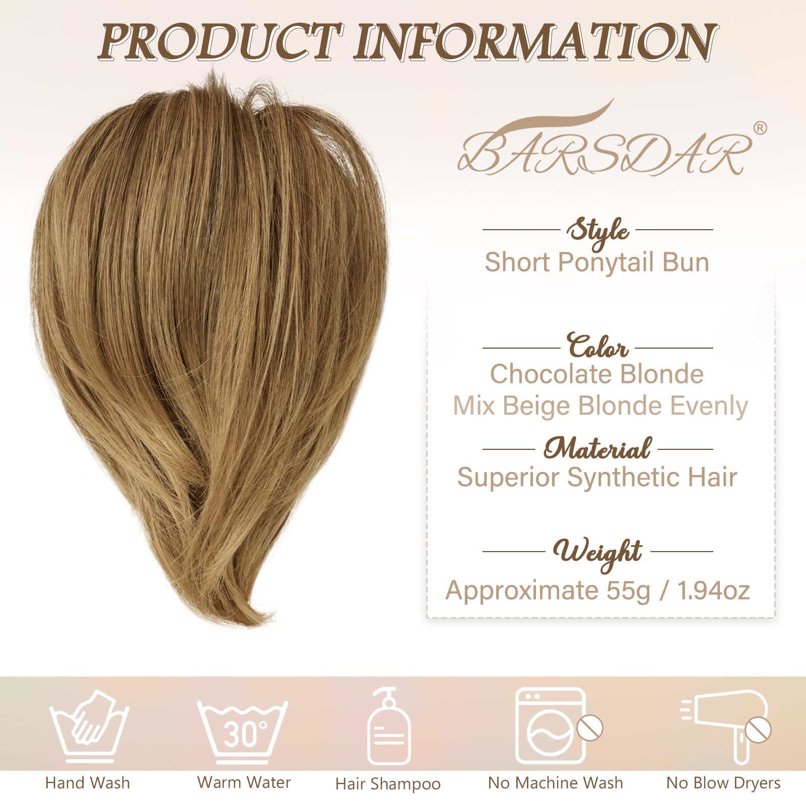 Straight Hair Bun Ponytail Extension - Elastic Scrunchie Hair Tie for Women | Perfect for Workout, Office & Everyday Hairstyles
