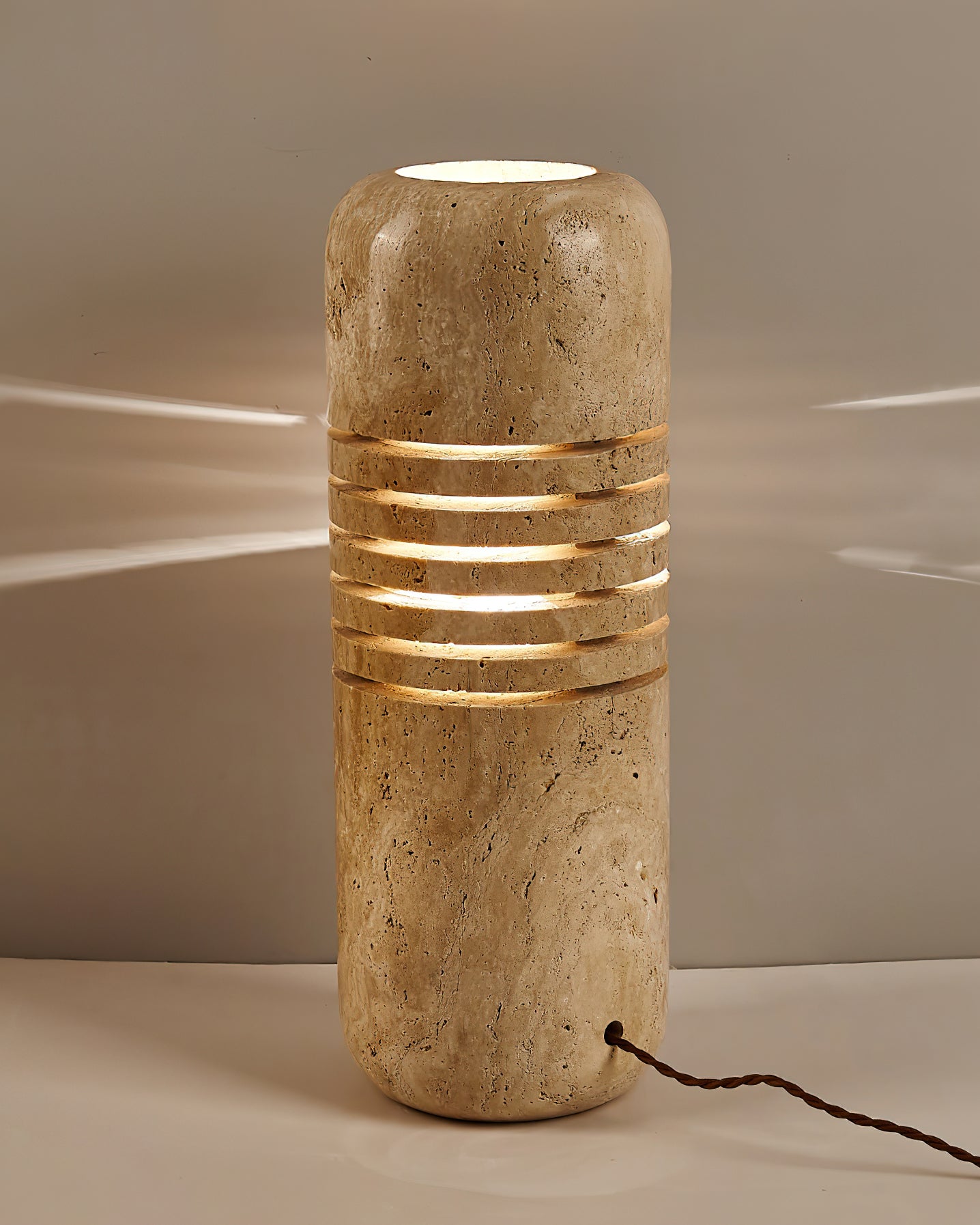 Modern Big Stone Bucket Floor Lamp - Industrial Style Standing Light for Living Room, Bedroom & Office - Adjustable Height & Warm White LED Bulb Included - Perfect for Reading Corner, Lounge & Workspace