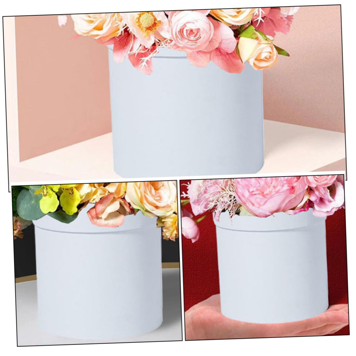 COHEALI 2-Piece Rose Floral Gift Box Set - White Cardboard Bouquet Holder, Wedding Favor Bags, Dollhouse Decor & Office Organizer | Perfect for Bridal Showers, Home Decor, and Floral Arrangements