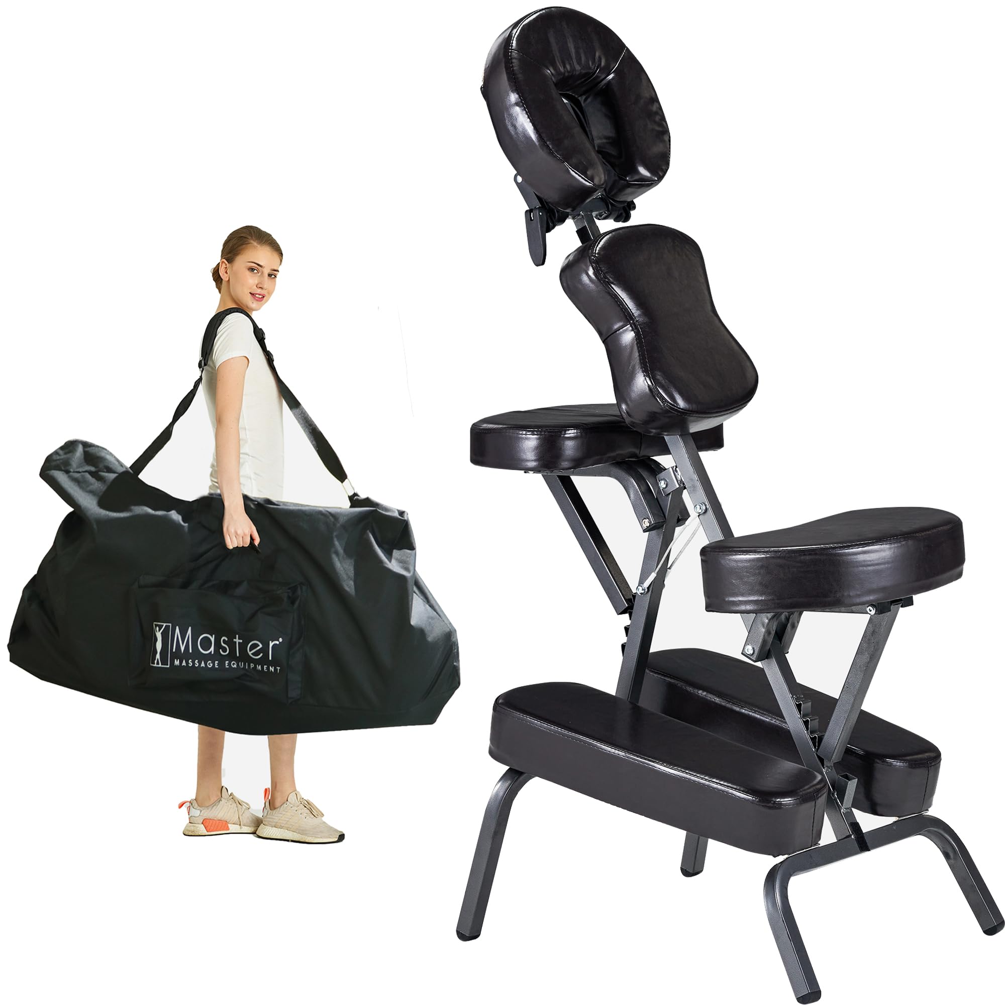 Master Massage Bedford Portable Massage Chair - Lightweight, Adjustable Height & Foldable Salon Chair for Tattoo Artists, Spa Professionals - Perfect for Tattoo Studios, Massage Therapy & Home Relaxation (Coffee)