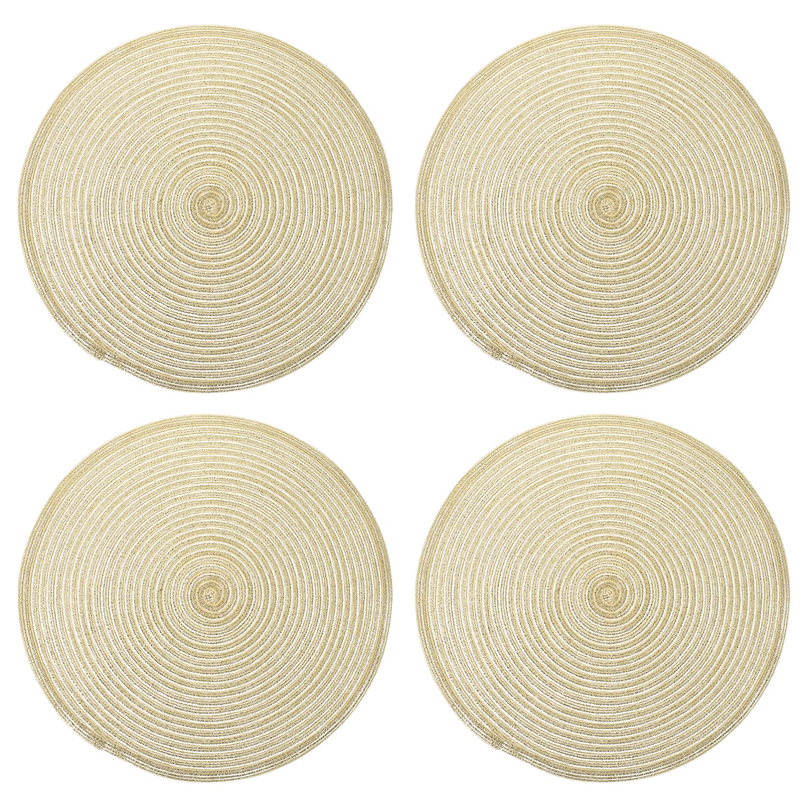 4-Piece Round Woven Placemats Set with Fringe - Cotton Bohemian Table Mats for Dining, Bar, and Home Decor - Perfect for Dinner Parties, Coffee Tables, and Kitchen Countertops