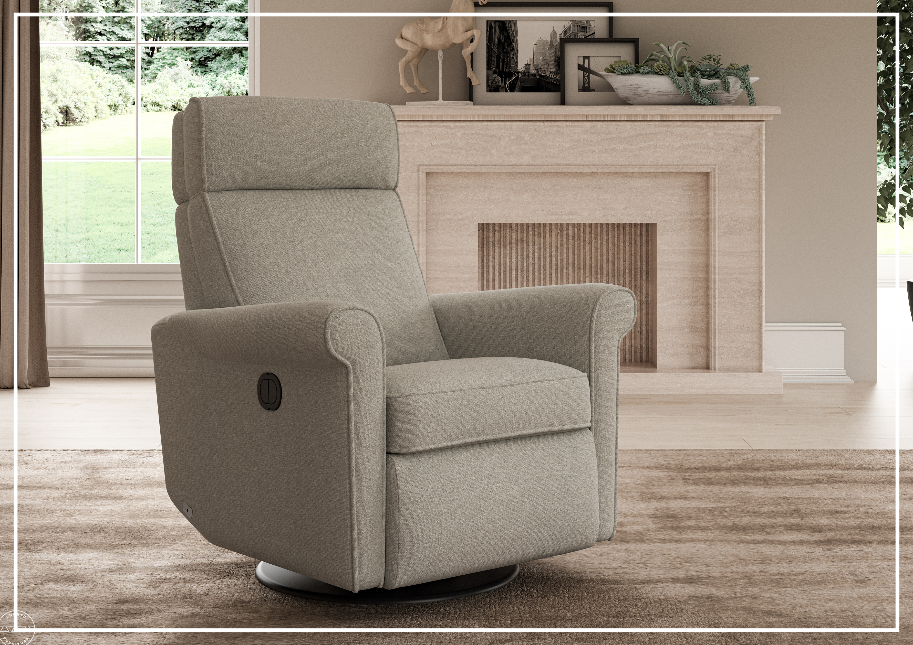 Luonto Rolled Fabric Power Recliner Chair with Adjustable Headrest - Comfortable Electric Reclining Sofa for Living Room, Home Theater & Relaxation - Perfect for Movie Nights, Gaming & Napping