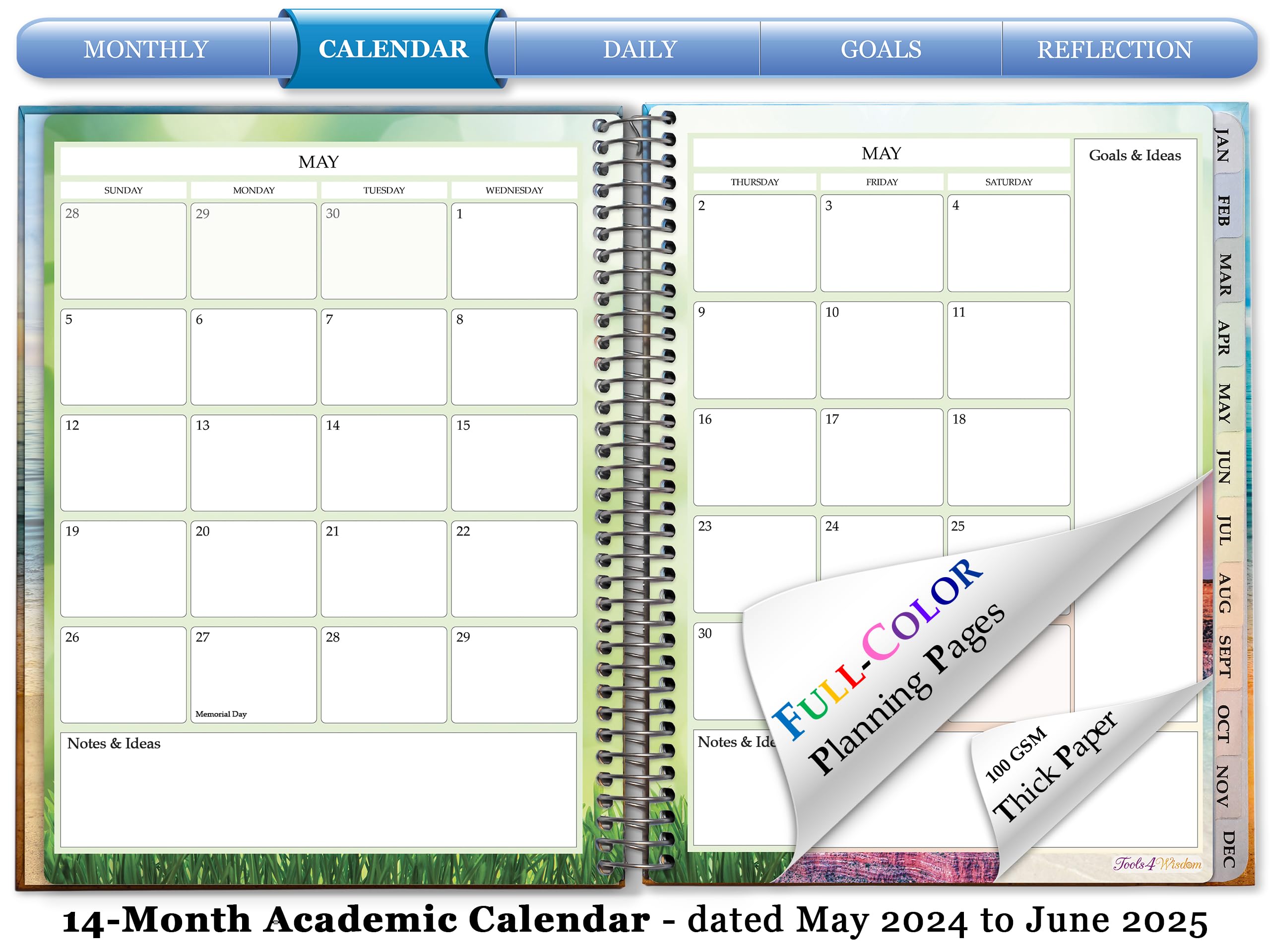 Tools4Wisdom 2025-2026 Academic Planner - 15 Month Weekly & Monthly Calendar (April 2025-June 2026) - 8.5x11 Inch Hardcover Daily Planner with Floral Daisies Design - Perfect for Students, Teachers & Office Professionals - Stay Organized for School, Work & Personal Goals
