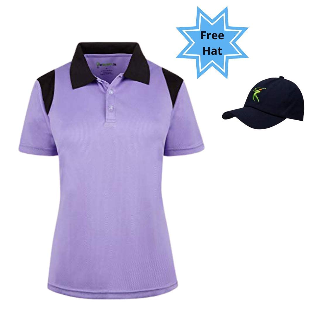 Comfortable French Cut Short Sleeve Women's Golf T-Shirt with Free Hat - Breathable Performance Top for Golfing, Tennis & Outdoor Activities