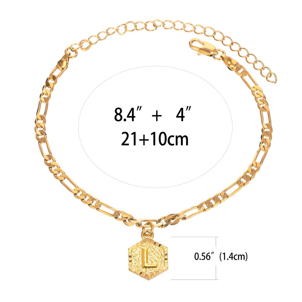 18K Gold & Silver Figaro Cuban Link Ankle Bracelet for Women & Men - Custom Name Initial Anklet Jewelry for Teens & Adults - Perfect for Beach, Wedding & Everyday Wear