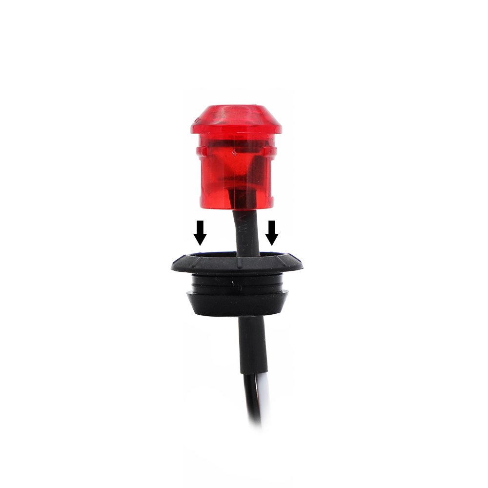 50 Pack 3/4 Inch Mini Round Red LED Side Marker Lights - 12V DC Waterproof Rubber Mount for Trucks, Buses, Boats & Trailers - Durable Signal Lights for Night Driving & Marine Safety