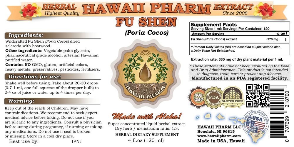 Fu Shen Tincture - Organic Poria Cocos Sclerotia with Hostwood Liquid Extract - Herbal Supplement for Stress Relief & Sleep Support - 4x4 oz Bottles - Natural Remedy for Anxiety, Insomnia & Immune Boost