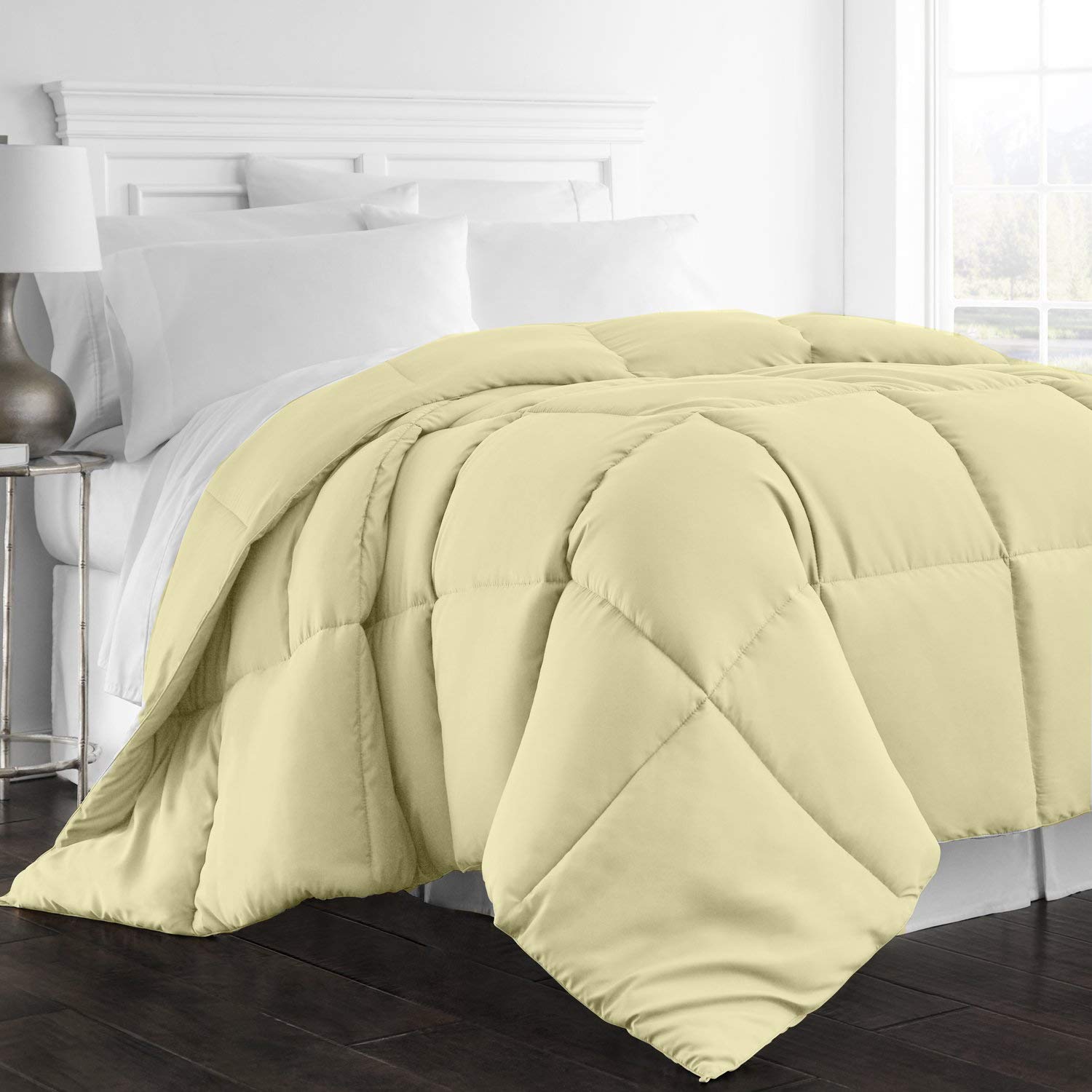 All Season Goose Down Alternative Comforter - 1000 Thread Count Queen Size Luxury Duvet Cover | 100% Egyptian Cotton Hotel Quality 550 GSM Quilt | Ivory Solid (88