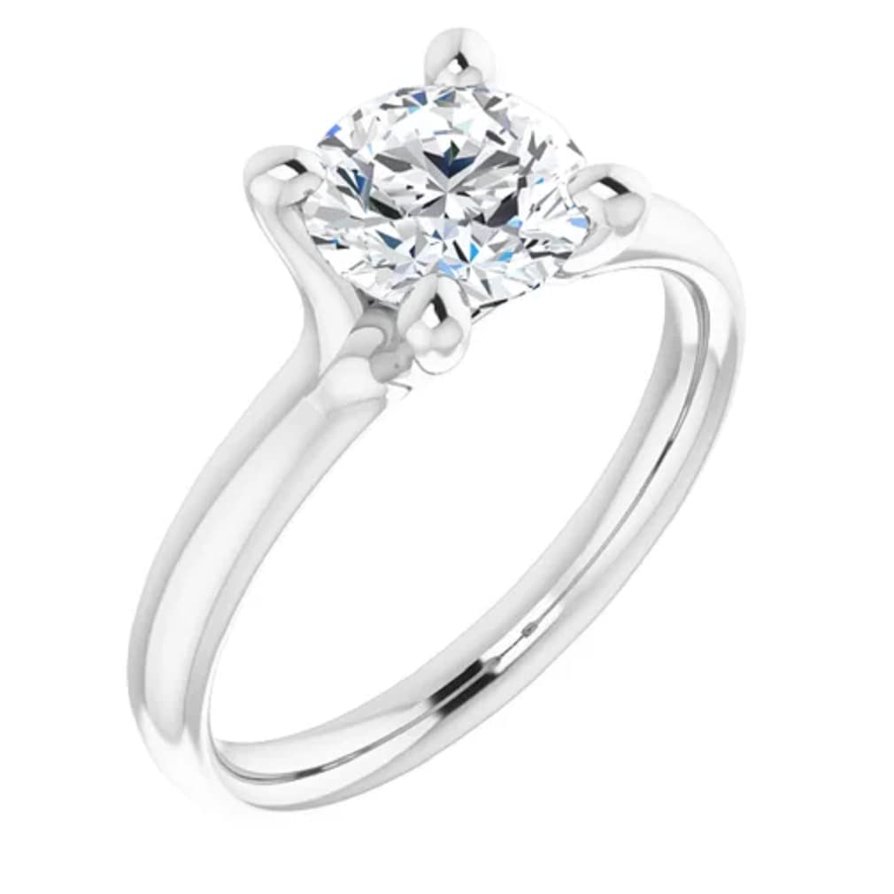 10K Solid White Gold Handmade Engagement Ring - 1.0 CT Round Cut Moissanite Diamond Solitaire Wedding Band for Women - Perfect for Proposals, Anniversaries & Bridal Jewelry Gifts