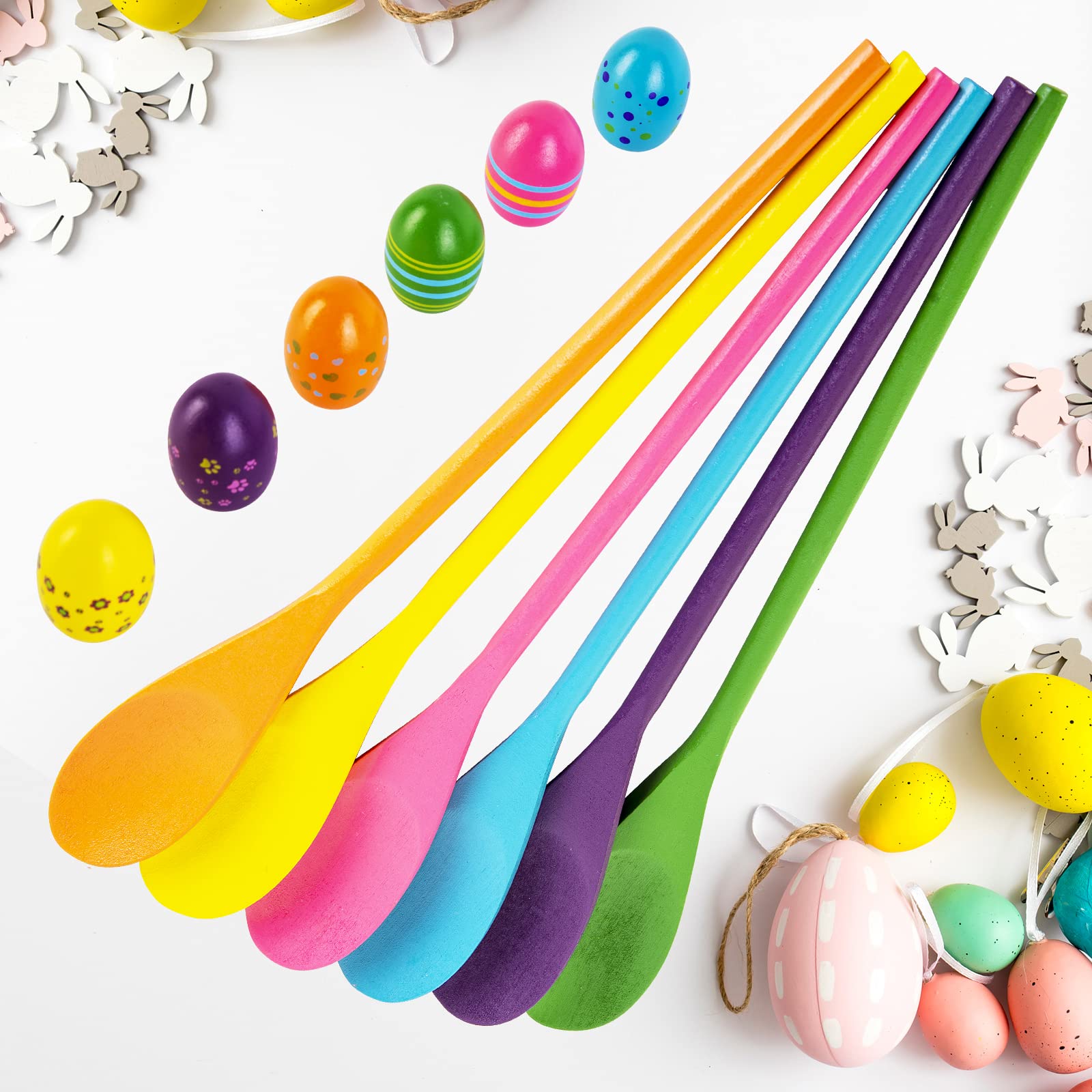 6 Players Easter Egg and Spoon Race Game Set - Fun Outdoor Family Activity for Kids, Easter Party Supplies & Classroom Games - Perfect for Easter Egg Hunts, Backyard Parties, School Events and Spring Celebrations