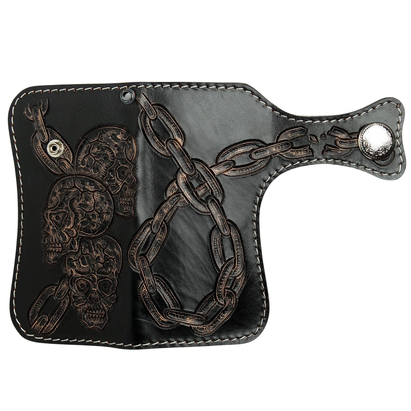Black Genuine Leather Devil Skull Biker Wallet - Gothic Motorcycle Wallet for Men - Perfect for Bikers, Riders & Rock Fashion Enthusiasts