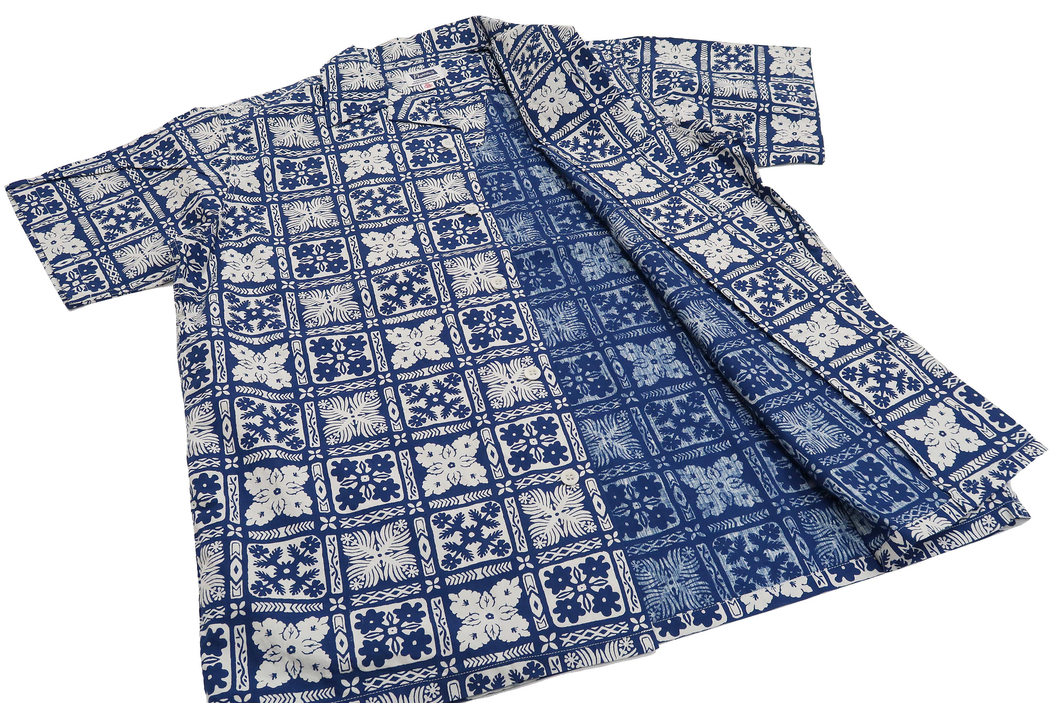 Pherrow's Men's Short Sleeve Hawaiian Shirt - Indigo Floral Print Casual Resort Collar Shirt for Summer Vacation & Beach Party | Pherrows 22S PIS1