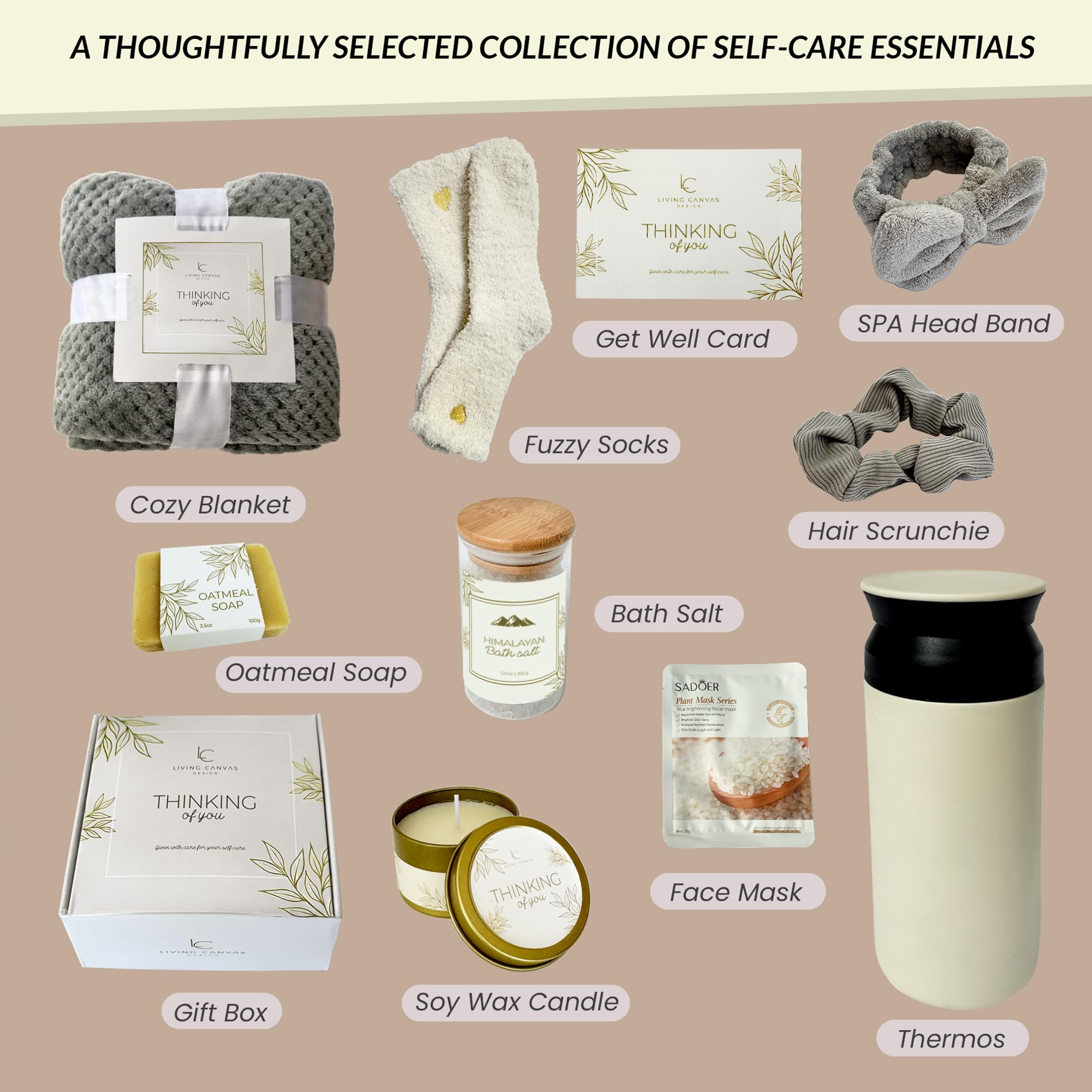 11-Piece Self Care Gift Set for Women - Spa Gift Basket with Bath Salts, Oatmeal Soap, Cozy Blanket - Perfect Get Well Present for Mom, Wife, Girlfriend, Daughter - Encouraging Inspirational Gift for Relaxation & Stress Relief at Home