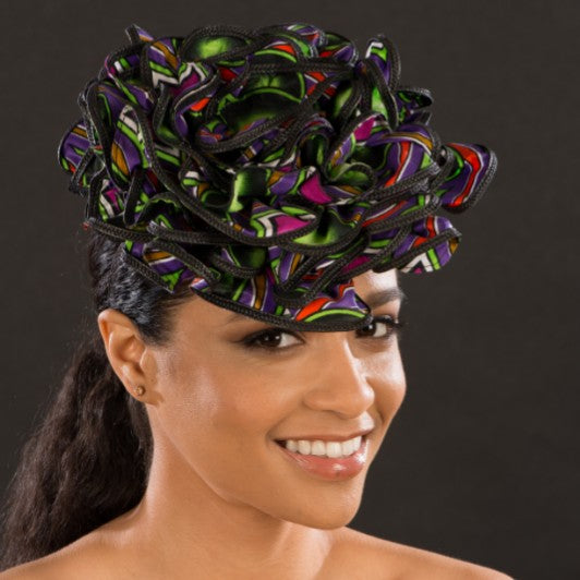 F6031 African Print Fascinator for Women - Elegant Headpiece for Weddings, Church, and Special Occasions