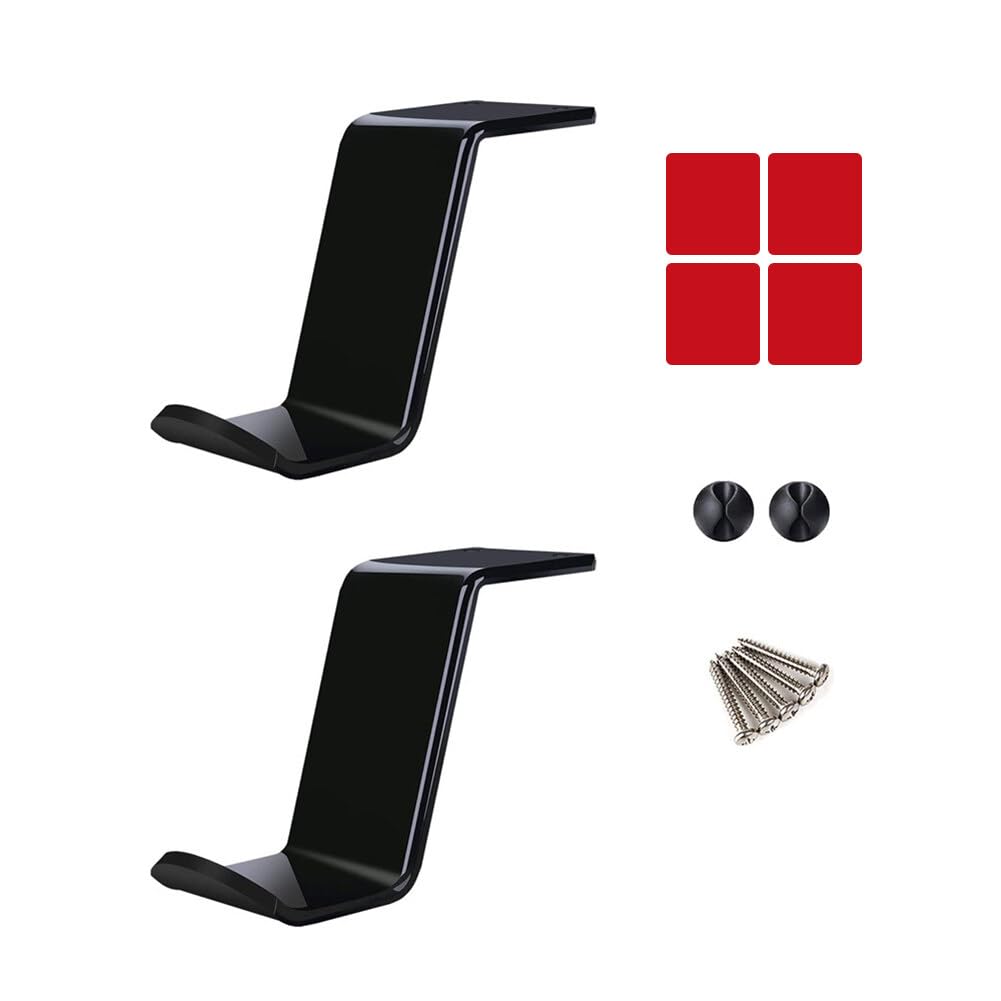 MoreChioce 2-Pack Universal Under Desk Controller Mount with Headphone Stand - Black | Wall Mountable Game Controller Holder & Display Stand for PS5, Xbox, Switch | Perfect Gaming Setup Accessory for Bedroom, Living Room, Office