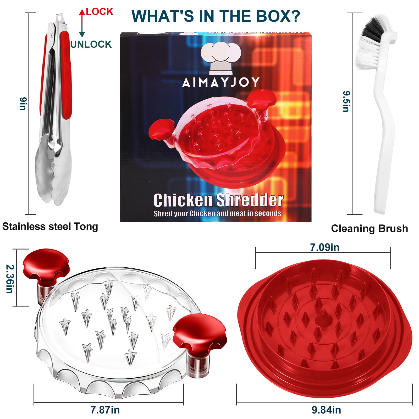 Premium Chicken Shredder Tool - Food-Grade Manual Meat Grinder with Ergonomic Anti-Slip Handle - Perfect for Shredding Chicken Breast, Poultry, Meat & Vegetables - Dishwasher Safe & BPA Free - Ideal for Meal Prep, BBQ, and Healthy Cooking