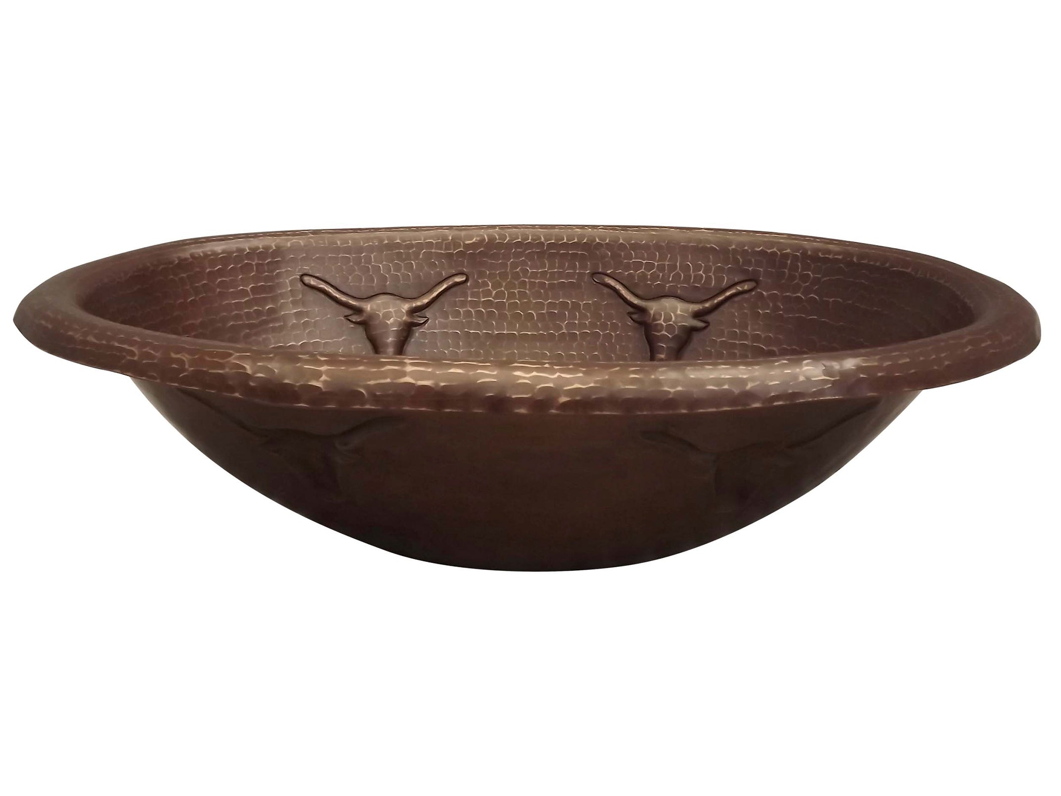 Stylish Oval Copper Sink with Longhorns Design - Perfect for Rustic Farmhouse, Western, and Ranch Style Bathrooms & Kitchens