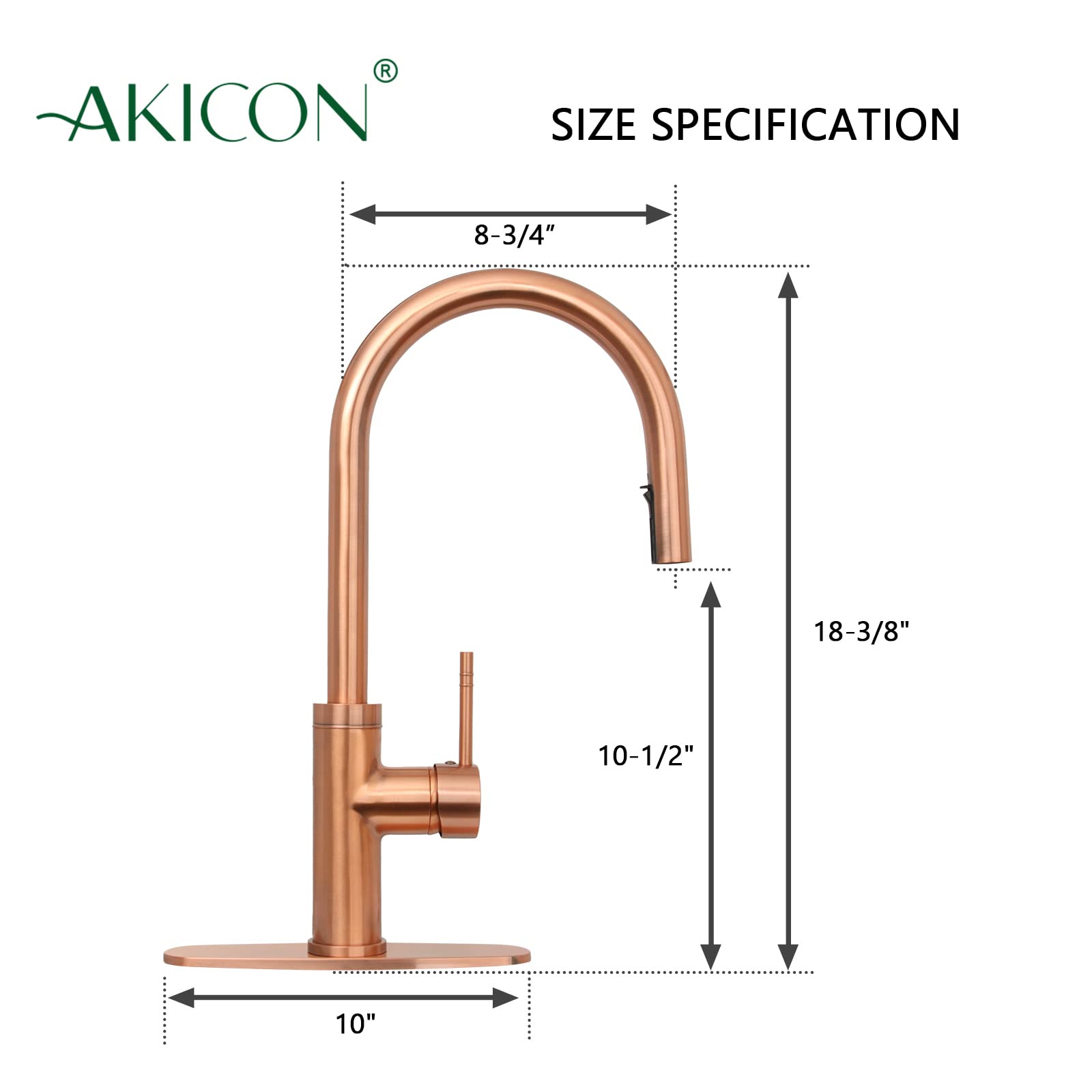 **Solid Brass Pull Out Kitchen Faucet with Deck Plate - Single Handle Pull Down Sprayer Sink Faucet (Copper) - Perfect for Modern Kitchens, Renovations & High-End Homes**