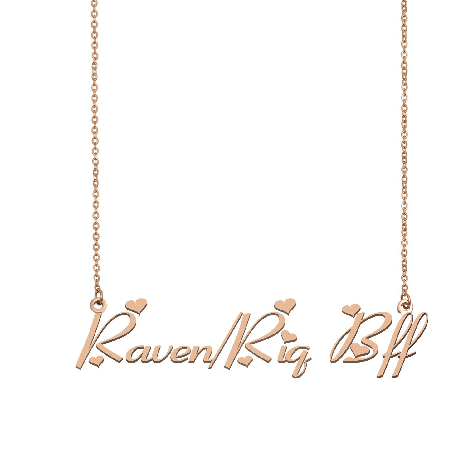 Custom Name Necklace for Women - Personalized Raven & Riq BFF Jewelry Gift for Best Friends - Perfect for Anniversaries, Birthdays & Matching Friendship Gifts