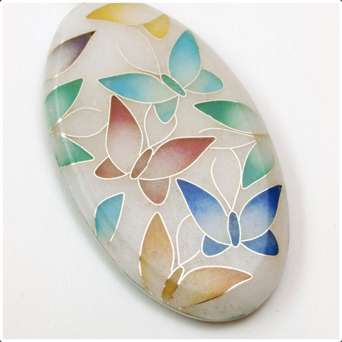 Yusen Shippo Butterfly White Pendant Necklace - Japanese Cloisonné Jewelry for Women, Elegant Gift for Birthday & Anniversary, Perfect for Formal Occasions & Everyday Wear
