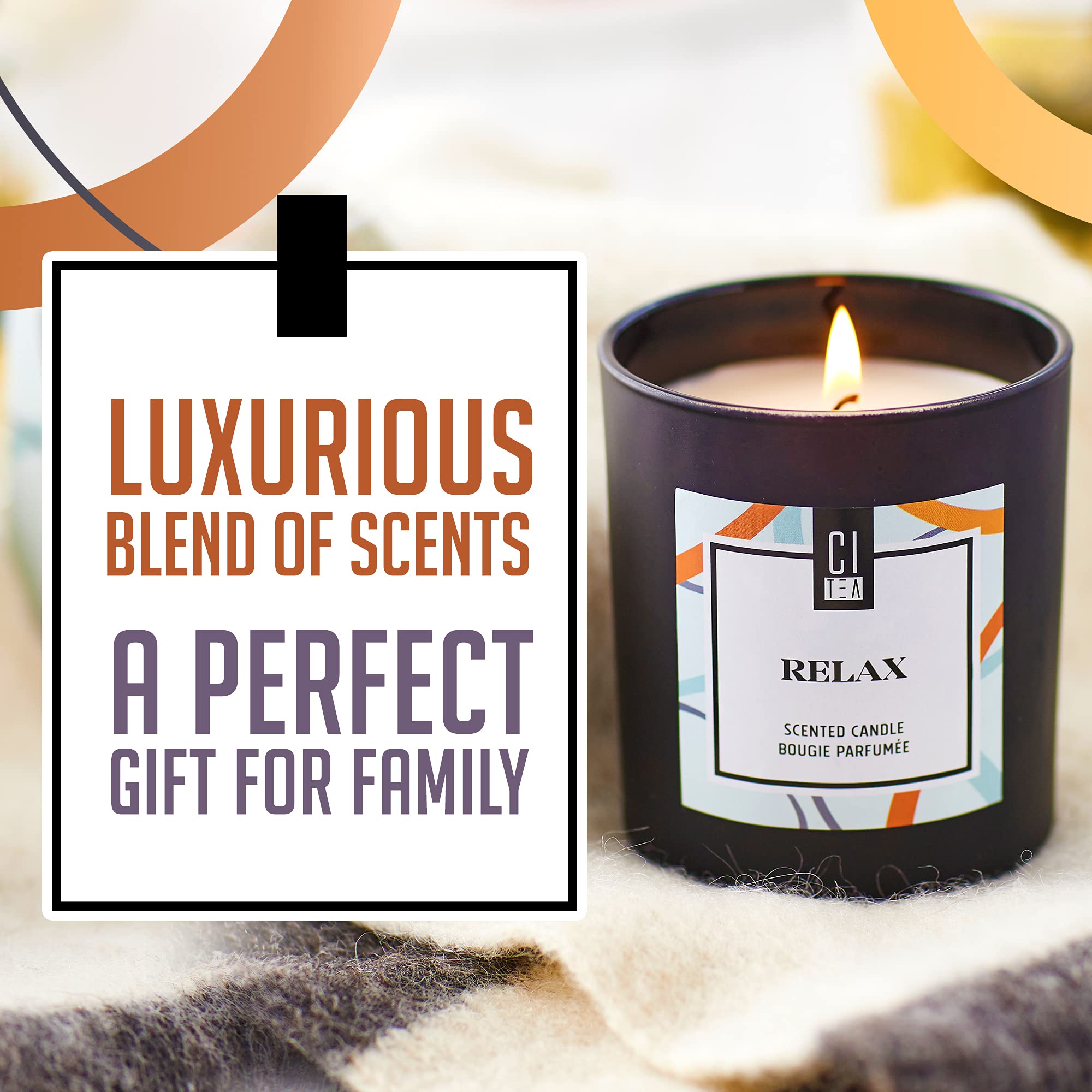 100% Natural Soy Wax Scented Candle - Sandalwood & Musk Aromatherapy for Stress Relief, 8oz Large Candle with Essential Oils | Perfect for Relaxation, Meditation, Yoga & Home Spa