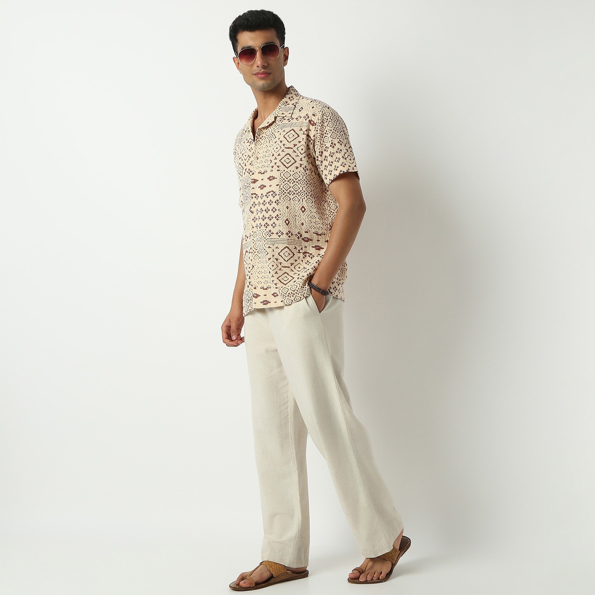 Stylish Camp Collar Half Sleeve Cuban Print Shirt for Men - Relaxed Fit Casual Summer Shirt | Perfect for Beach Vacations, Tropical Getaways & Summer Parties