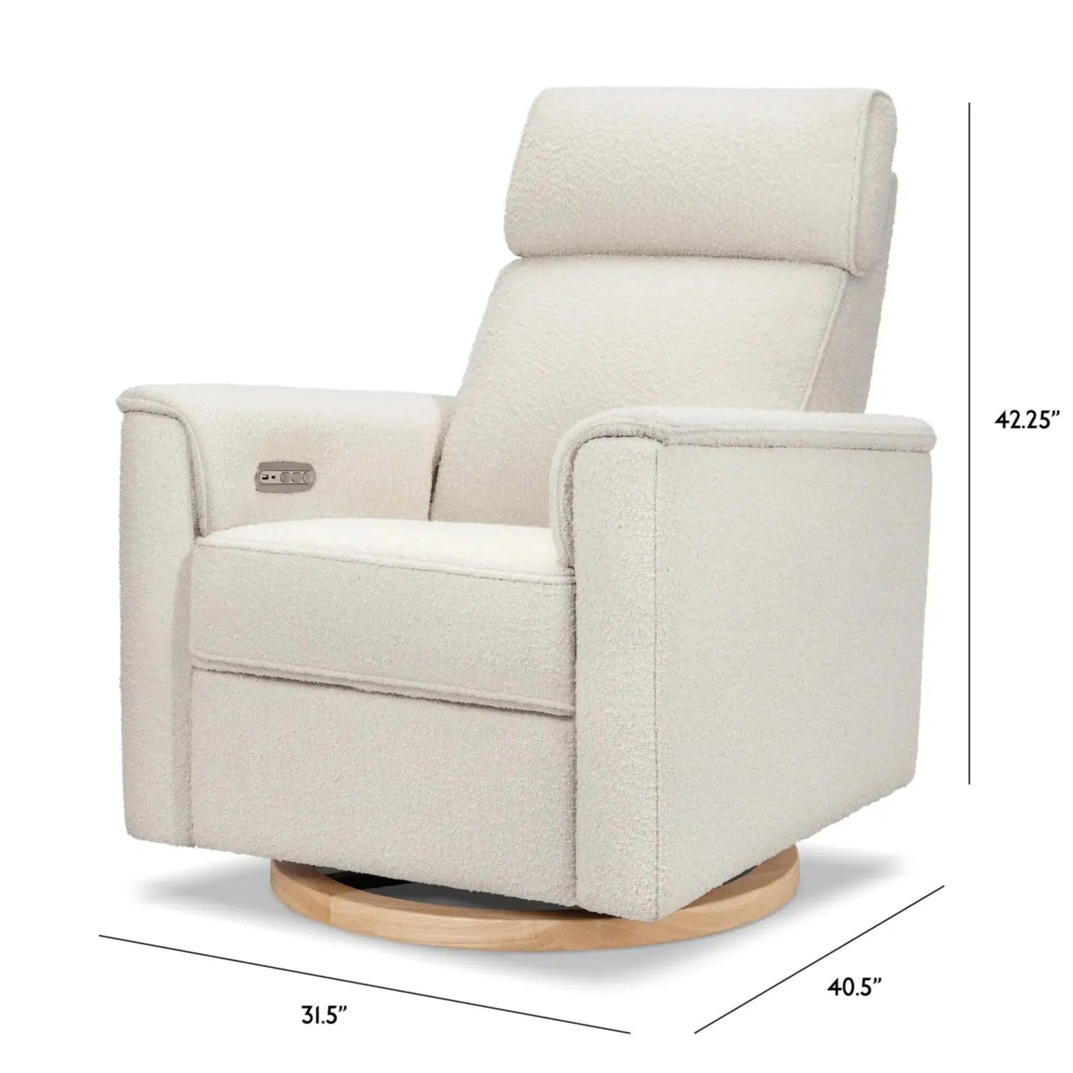 Monogram by Namesake Willa Power Recliner with Adjustable Headrest - Ivory Boucle Fabric & Wood Base (Exclusive) - Perfect for Living Room, Home Theater & Relaxation