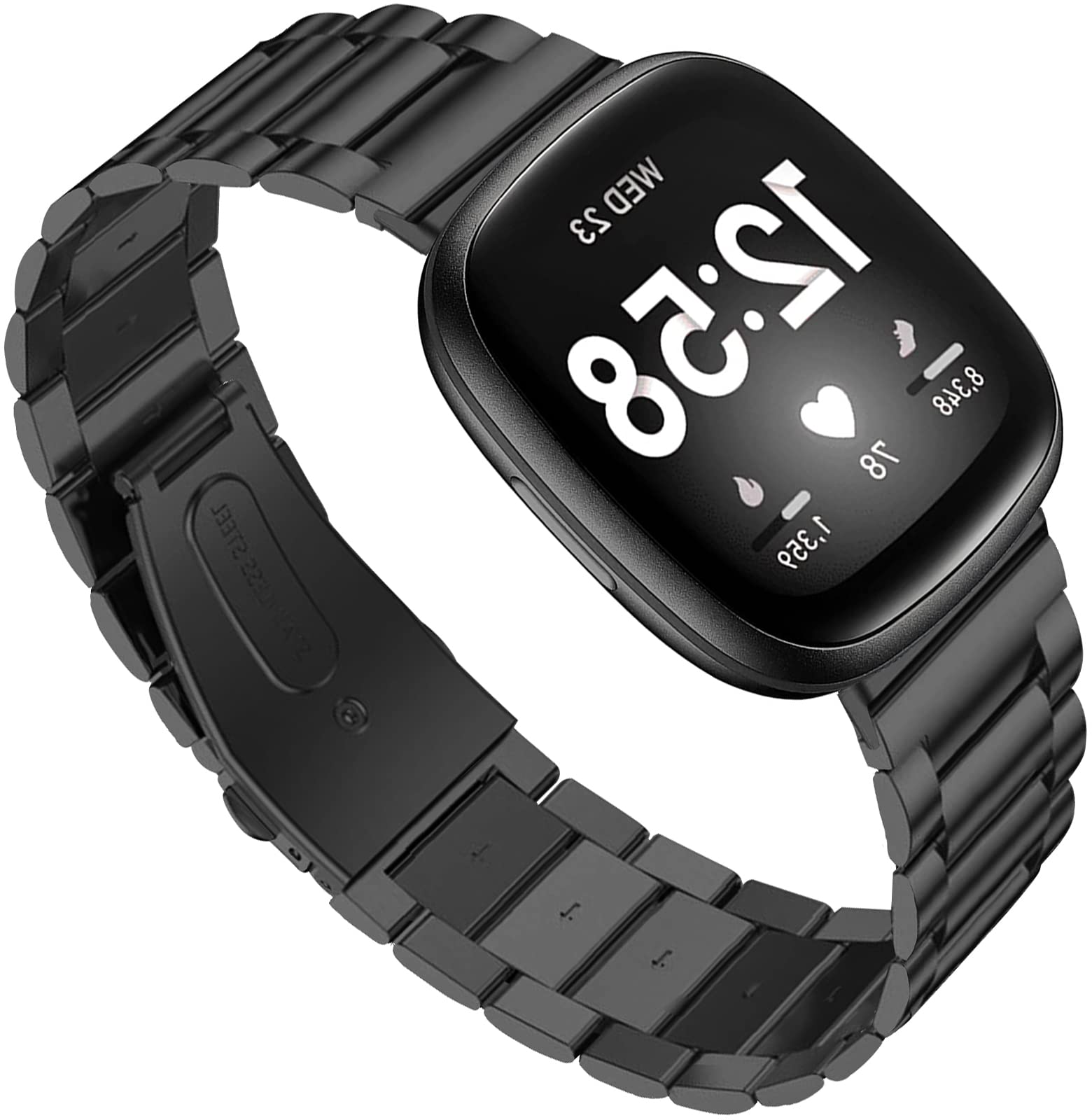 Premium Stainless Steel Replacement Band for Fitbit Sense & Versa 3 - Durable Metal Wristband Bracelet Accessory | Gym, Workout, Office & Everyday Wear