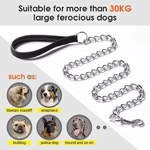 SR VISION Non-Toxic Adjustable 18-24 Inch Dog Collar with Padded Handle - Half Nylon Half Stainless Steel for Large Breed Dogs - Perfect for Training, Walking & Outdoor Adventures (Large, Black)