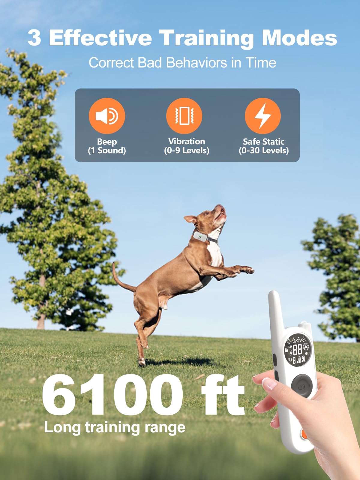 MIMOFPET Wireless Dog Fence for 2 Dogs - 856-Acre Coverage, 6100 Ft Range, Waterproof Electric Fence System with 3 Training Modes for Large & Medium Pets | Indoor & Outdoor Use, Backyard Containment, Pet Safety Solution