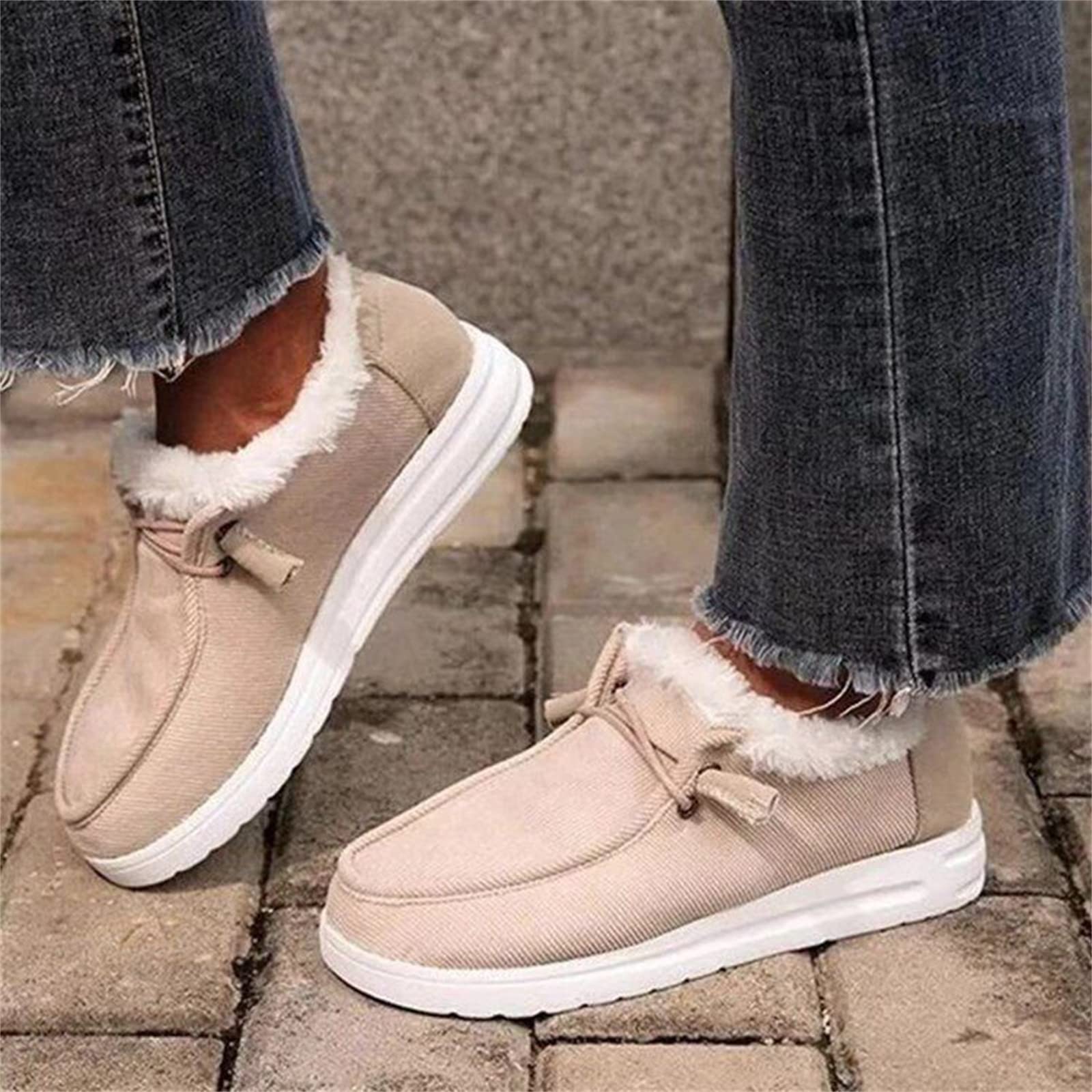 Ladmiple Women's Winter Snow Boots - Warm Fur Lined Ankle Booties with Anti-Slip Sole | Comfortable Slip On Shoes for Outdoor Activities, Snowy Days & Casual Wear