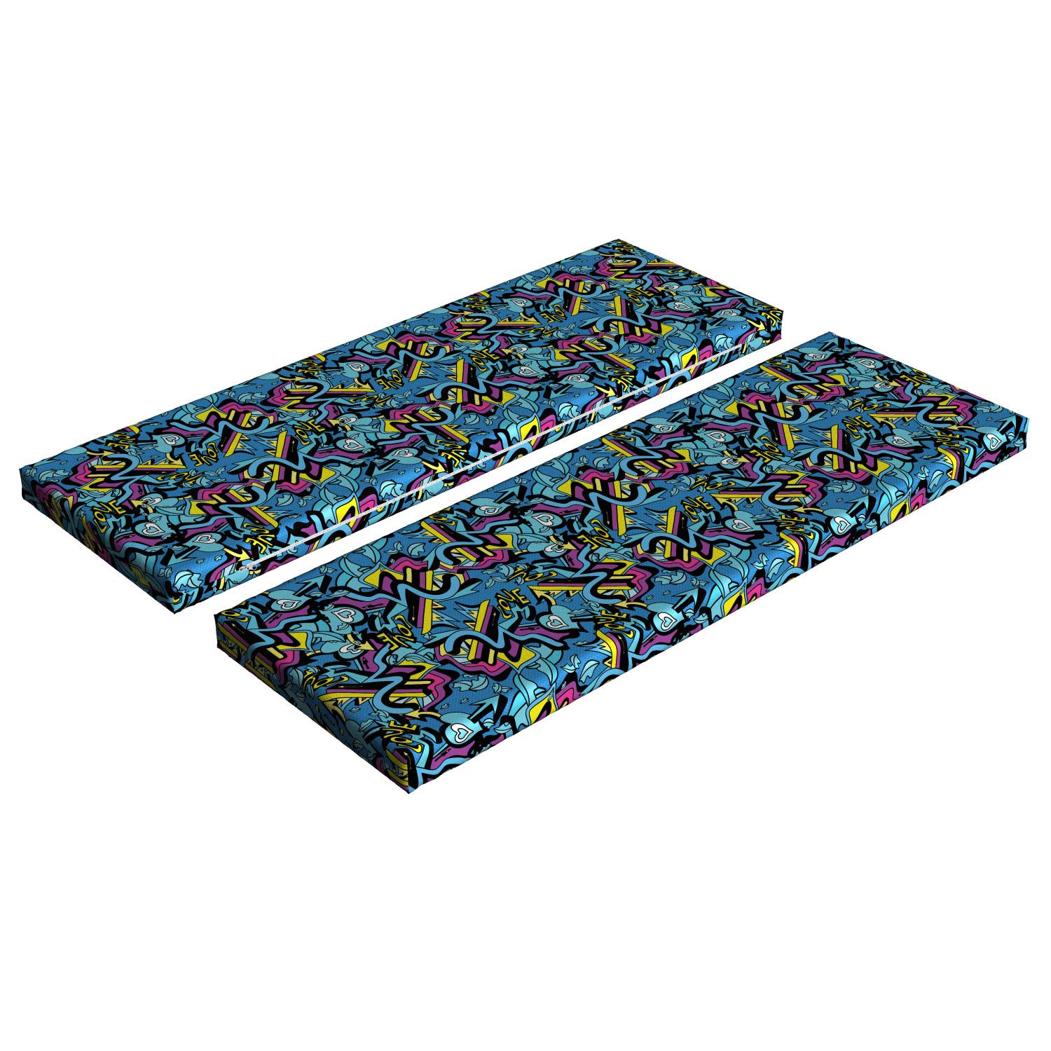 Ambesonne Psychedelic Bench Cushion Set of 2 - Graffiti Art with Lips, Hearts & Arrows Love Design, Standard Size 45