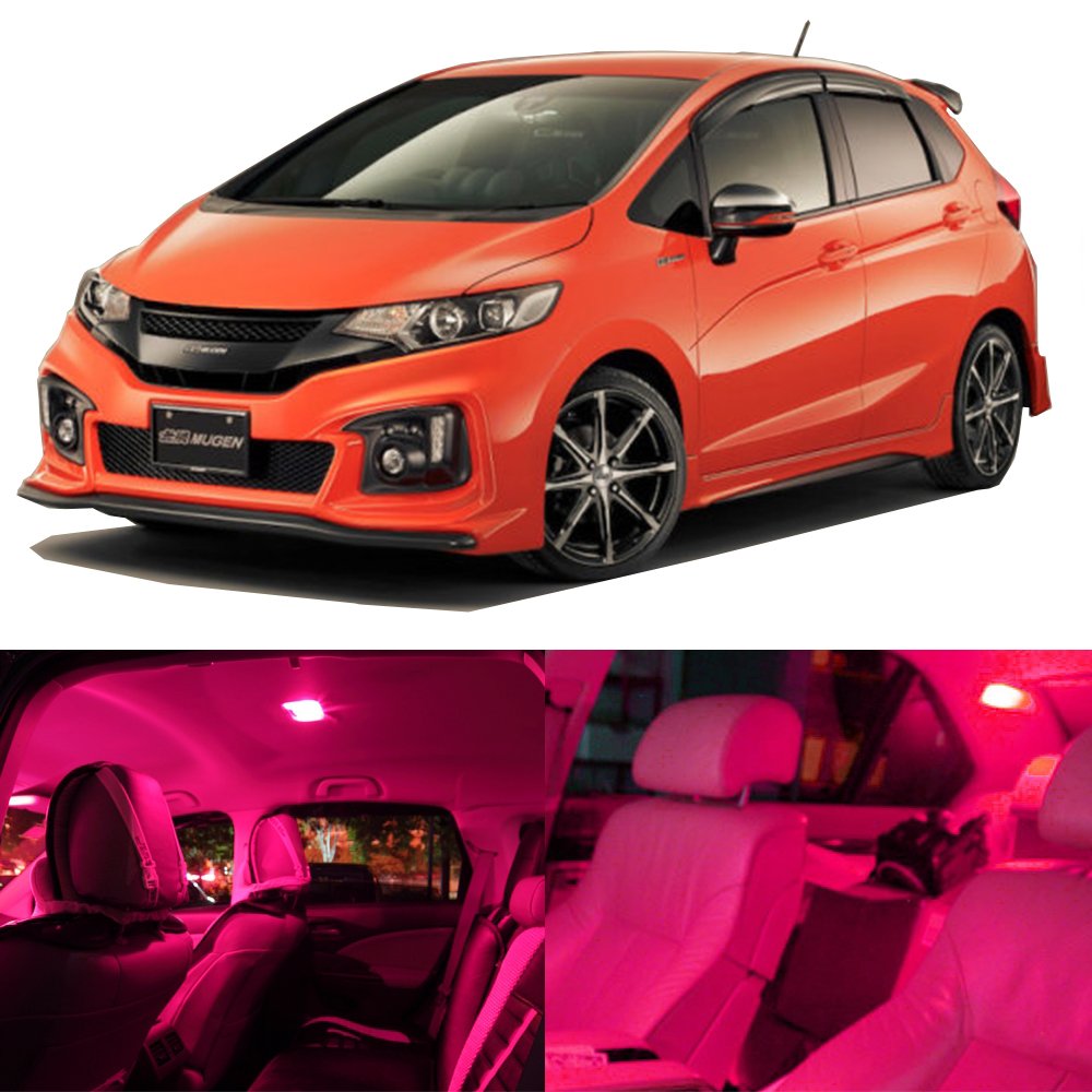 SCITOO 7PCS Pink Interior LED Lights Kit for Honda Fit 2015-2016 - Car Accessories Replacement for Cabin, Footwell, and Dashboard Lighting - Perfect for Night Driving and Custom Car Decor