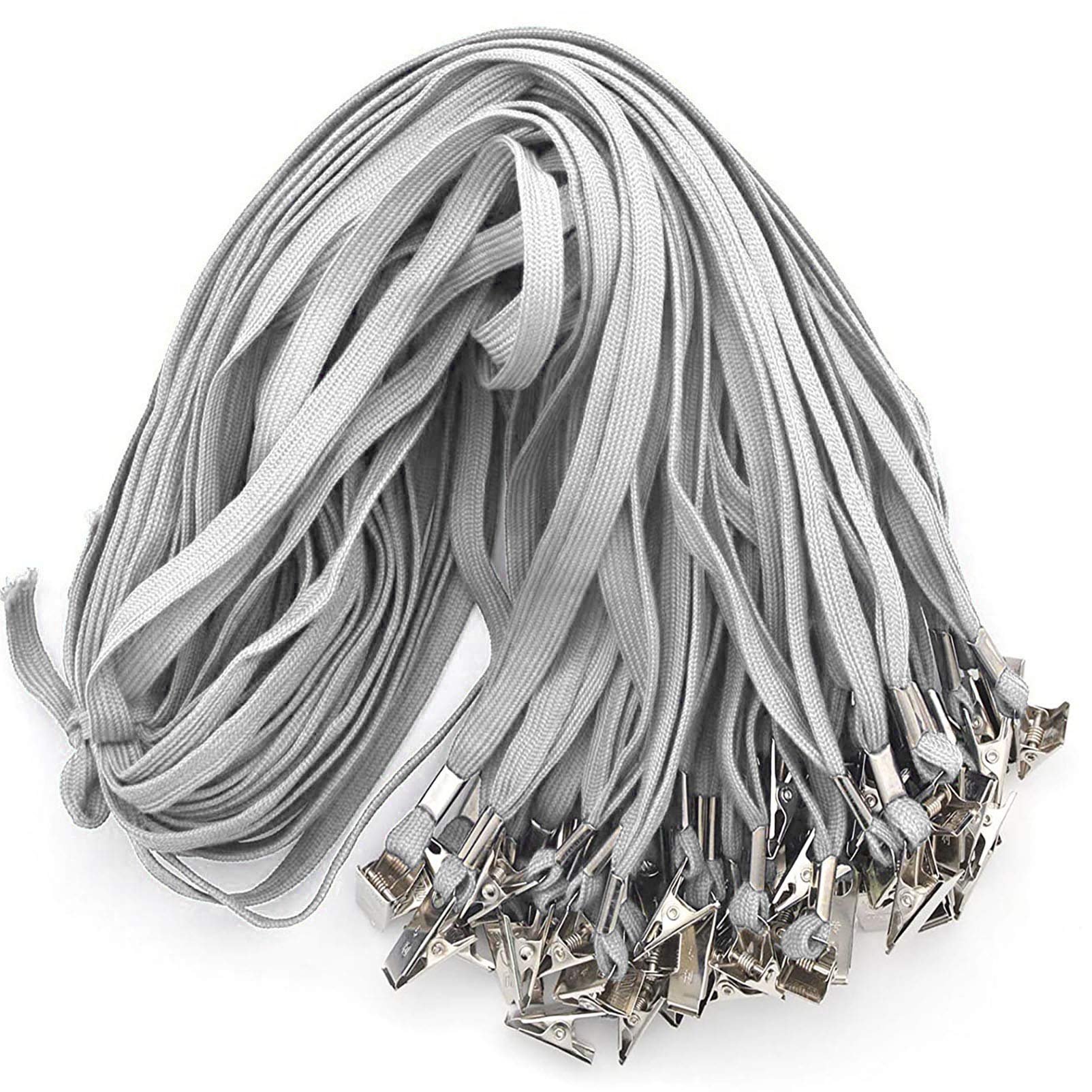 Beebel 100 Pack Gray Lanyards with Badge Clip for ID Cards & Events