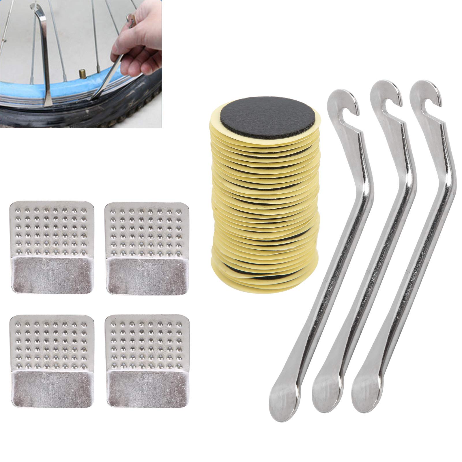 39-Piece Bicycle Tire Patch Repair Kit - Includes Inner Tube Patches, Tire Levers & Metal Rasp - Essential Puncture Repair Tool for Road Bikes, Mountain Bikes & Commuting - Perfect for Emergency Bike Repairs On-The-Go
