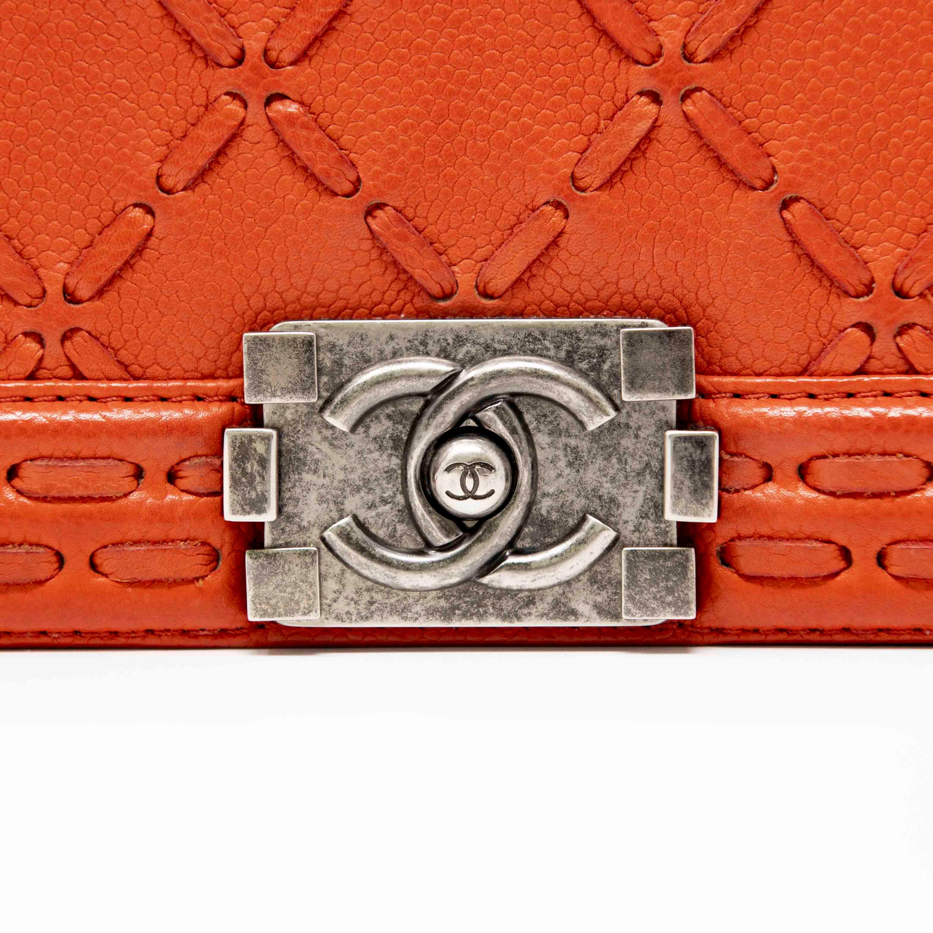 Chanel Orange Medium Whipstitch Boy Bag - Luxury Leather Crossbody Handbag for Women | Perfect for Parties, Date Nights & Special Occasions