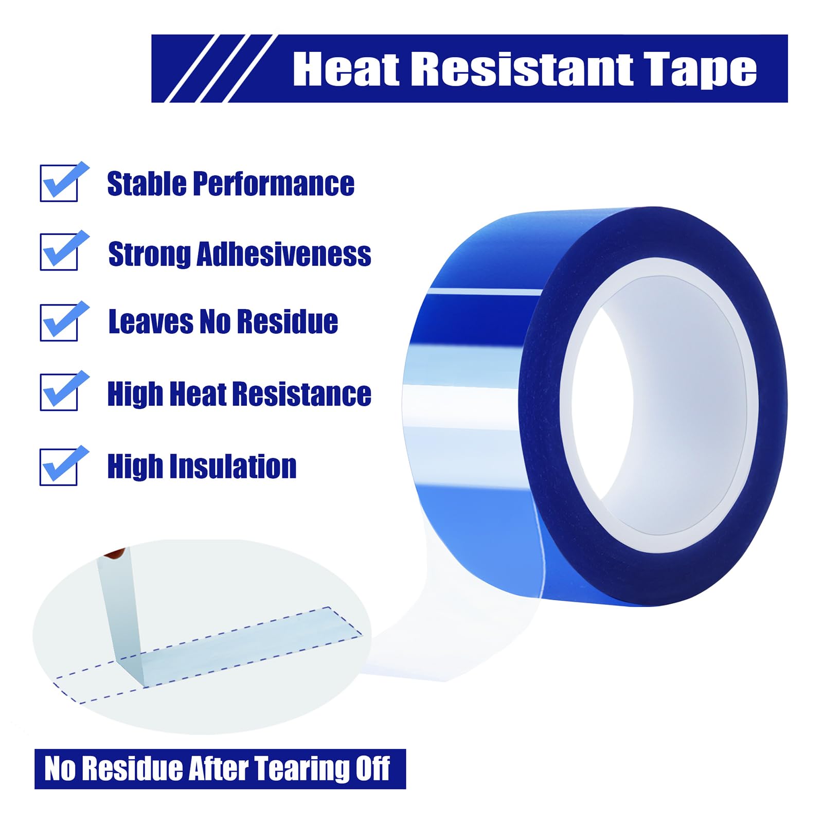6 Rolls 20mm x16m (52FT) High Temperature Heat Resistant Tape - Blue Heat Transfer Tape for Sublimation Press, Vinyl, No Residue - Perfect for T-Shirt Printing, DIY Crafts & Heat Press Projects