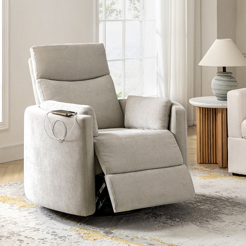 Monica Swivel Rocker Power Recliner Chair with Adjustable Headrest & Lumbar Support - Optional Removable Pillows - Perfect for Living Room, Home Theater & Relaxation