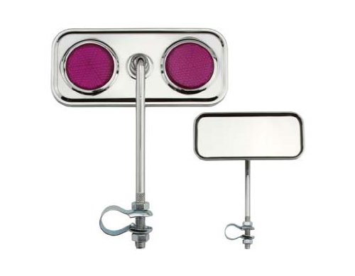 Chrome Purple Rectangle Bike Mirrors - Set of 2 Reflective Safety Mirrors for Cycling, Motorcycles & Scooters - Perfect for Commuting, Road Biking & Urban Riding